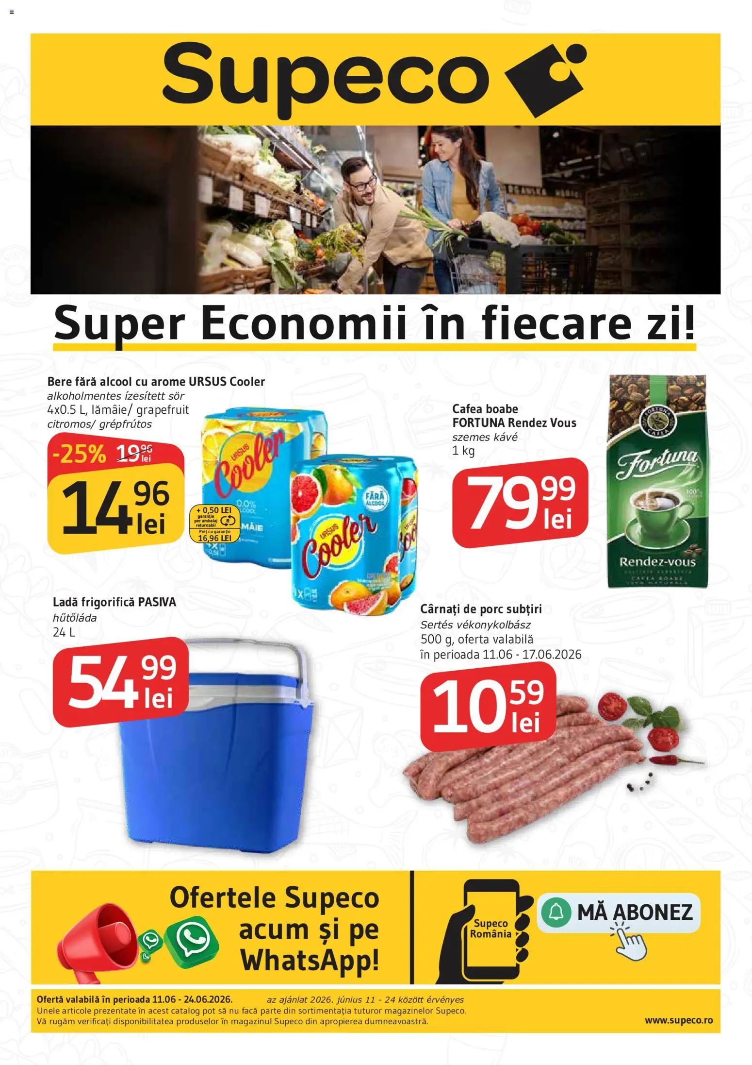 Noul catalog Supeco – valabil de la 11.06.2026 | Pagină: 1 | Produse: Cafea, Bere, Cârnați, Ladă frigorifică