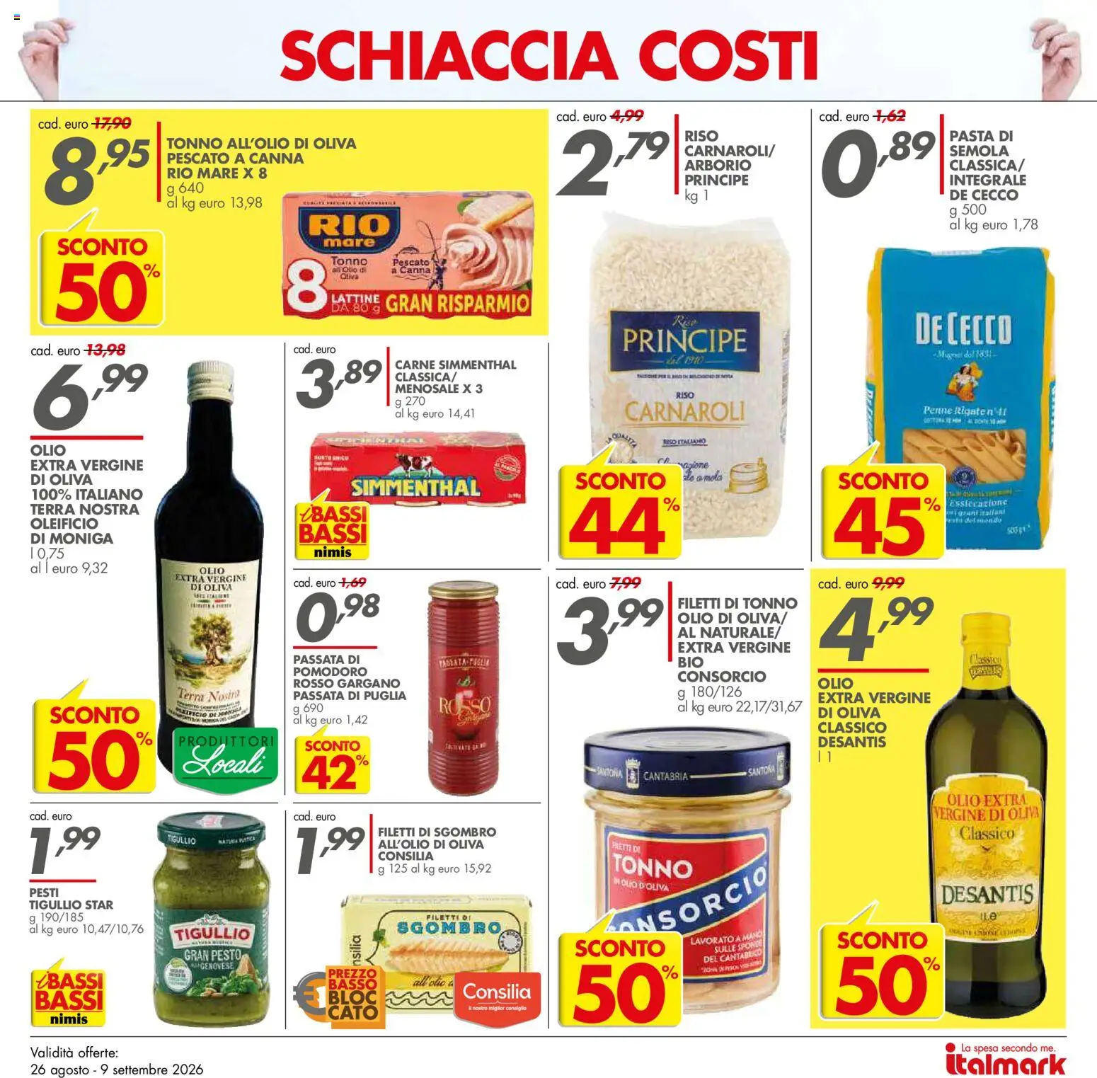 Volantino Italmark del 26/08/2026 | Pagina: 4 | Prodotti: De Cecco, Pasta, Passata di pomodoro, Terra