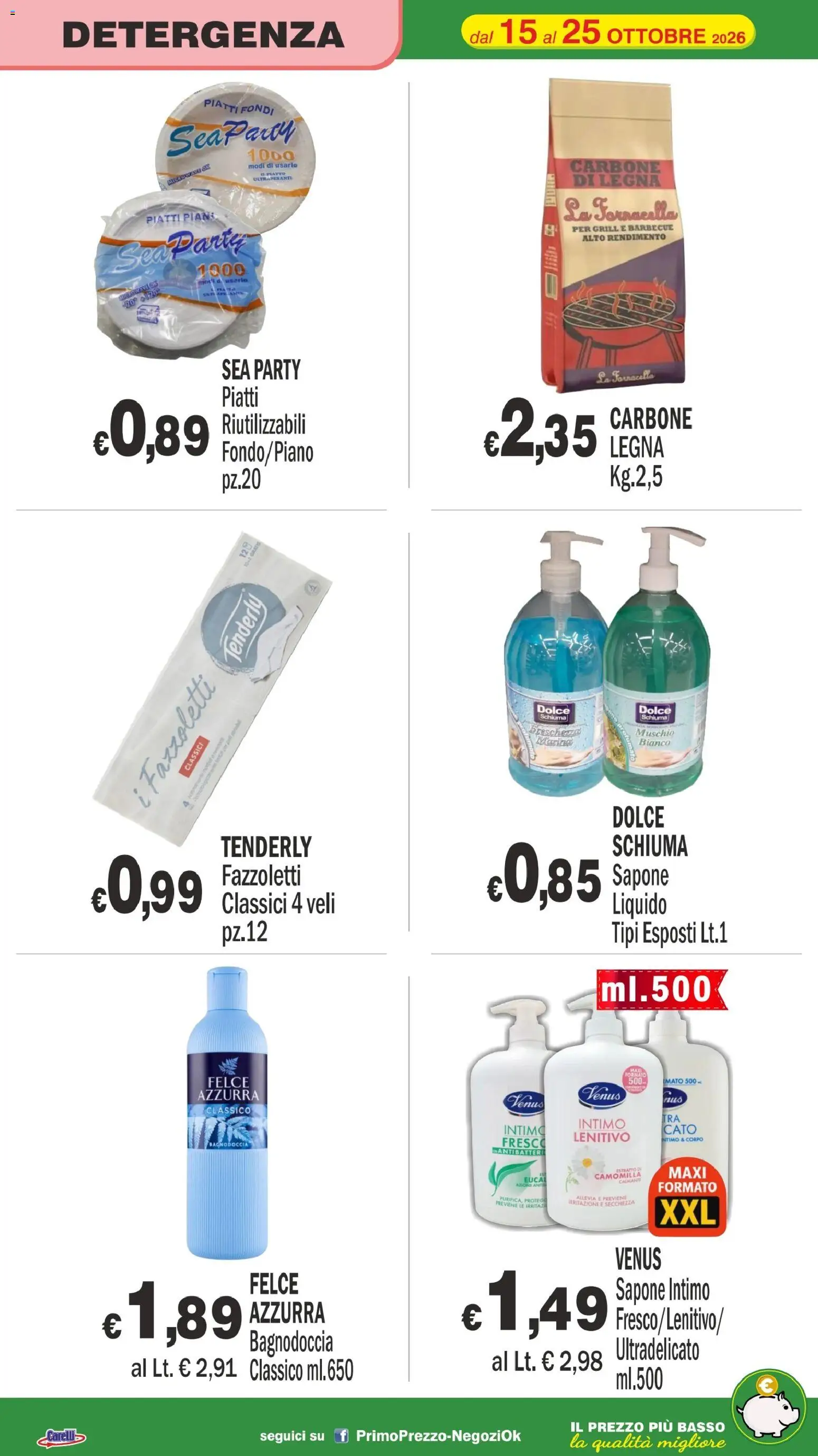 Volantino Primo Prezzo del 15/10/2026 | Pagina: 27 | Prodotti: Piatti, Fazzoletti, Basso, Piatto