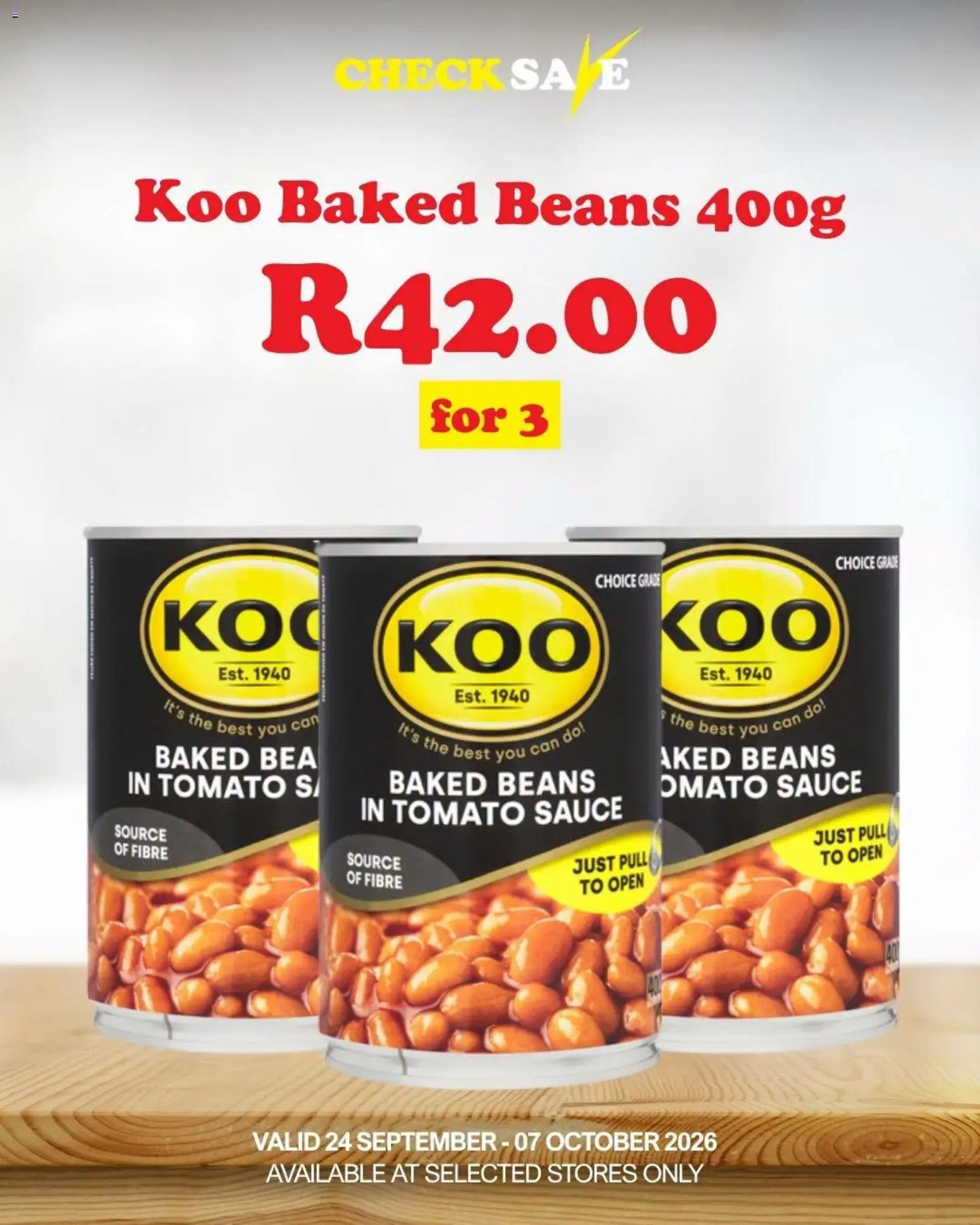New Check Save catalogue – valid from 24/09/2026 | Page: 2 | Products: Beans, Baked beans, Tomato sauce, Sauce
