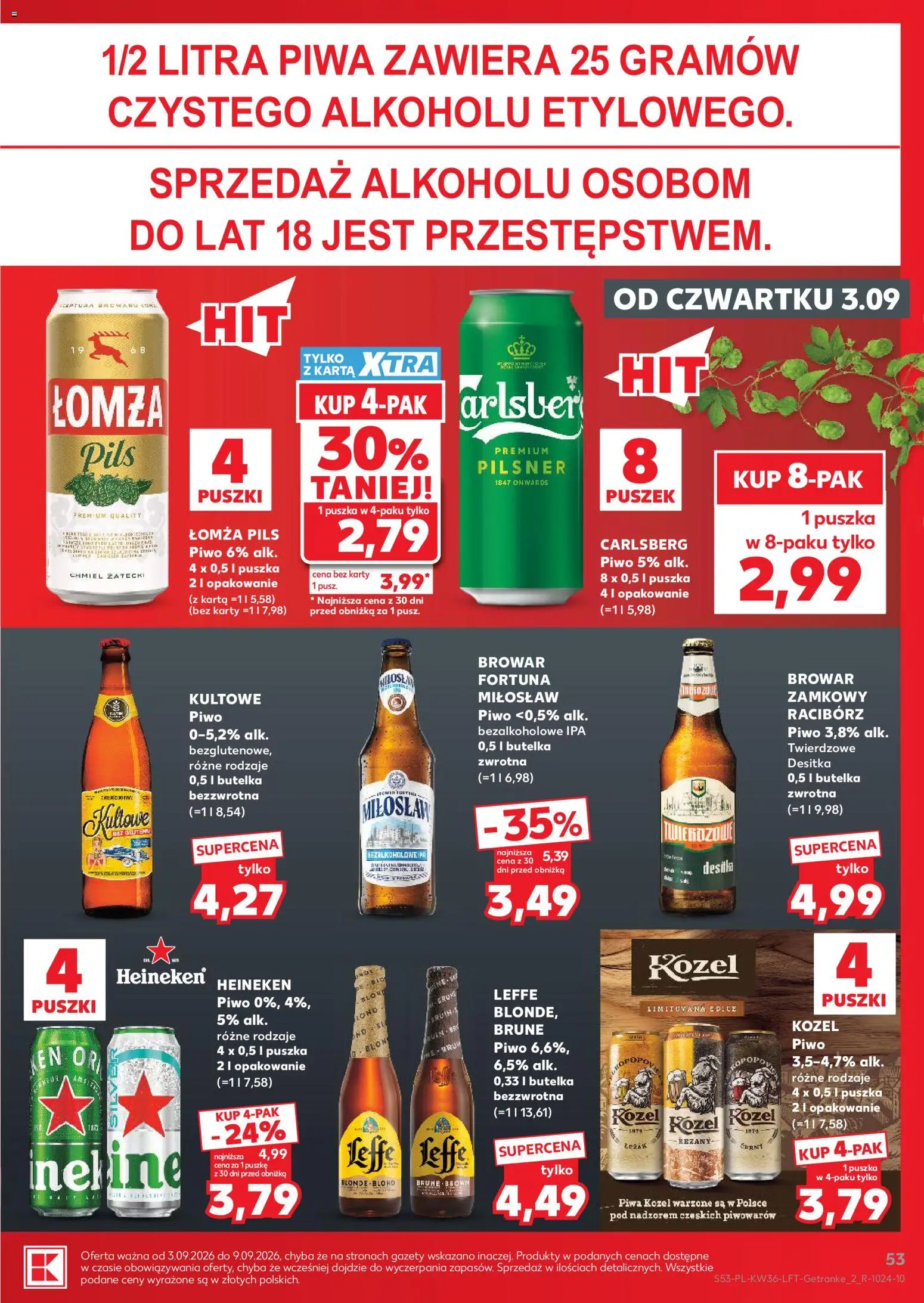 Kaufland gazetka od 03.09.2026 | Strona: 53 | Produkty: Karta, Gazety, Carlsberg, Piwo