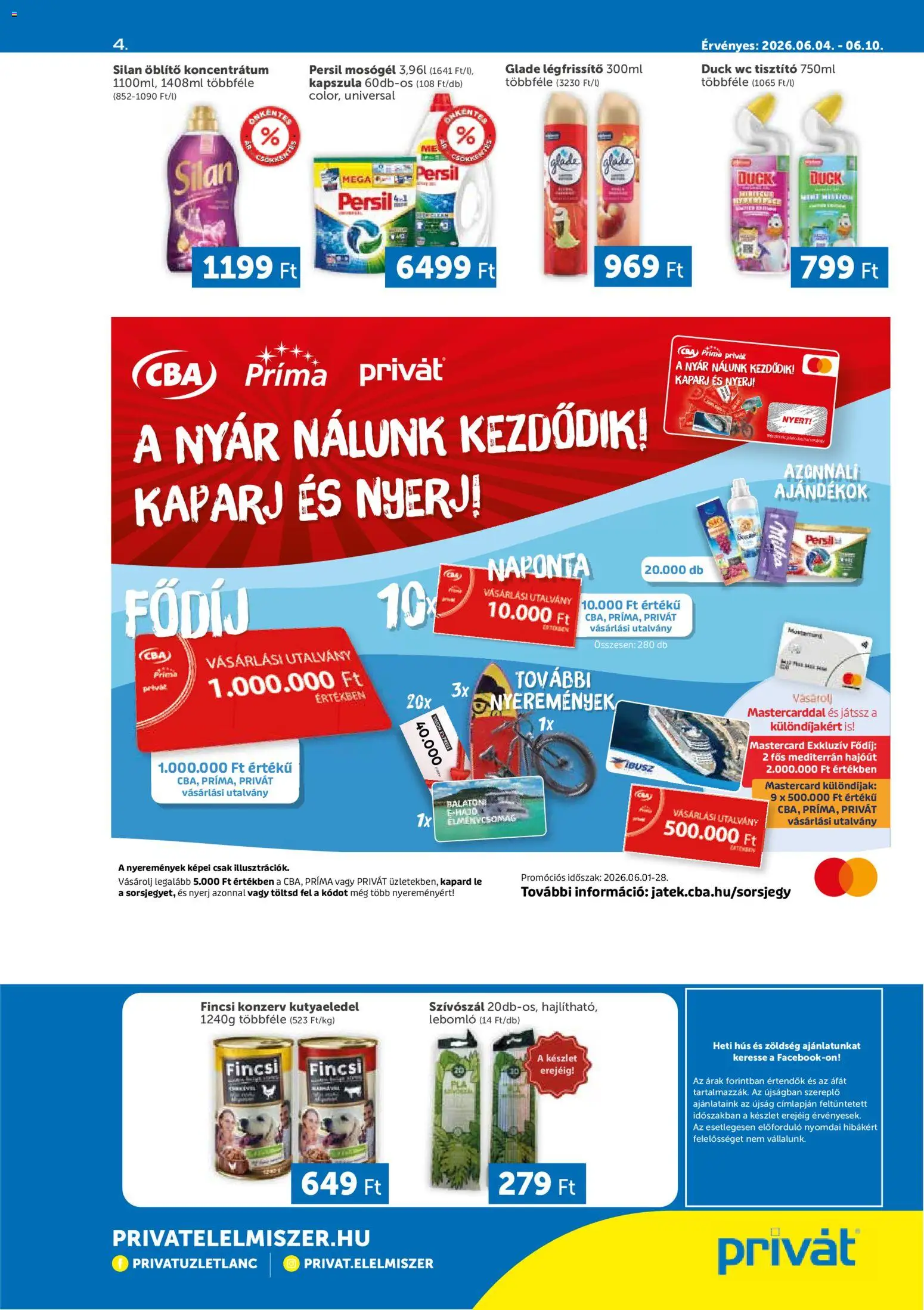 PRIVÁT akciós ujság - amely érvényes a következő dátumtól: 04.06.2026 | Oldal: 4 | Termékek: Persil, WC, Légfrissítő, Zöldség