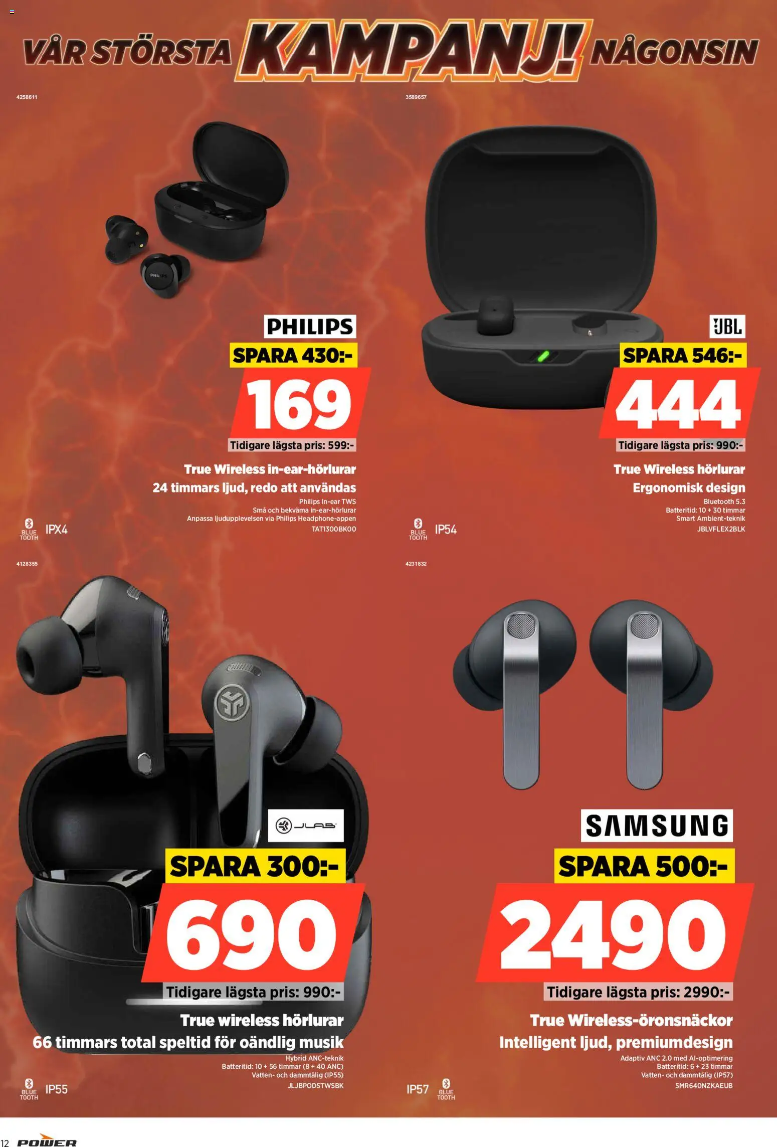Power reklamblad aktuell från 07/09/2026 | Sida: 12 | Produkter: Vatten, Hörlurar