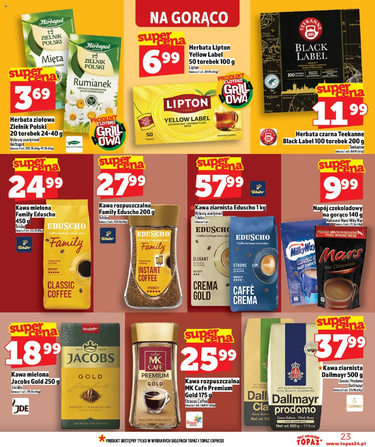 Topaz gazetka - MAZ od 16.04.2026 | Strona: 23 | Produkty: Kawa ziarnista, Tchibo, Mięta, Herbata
