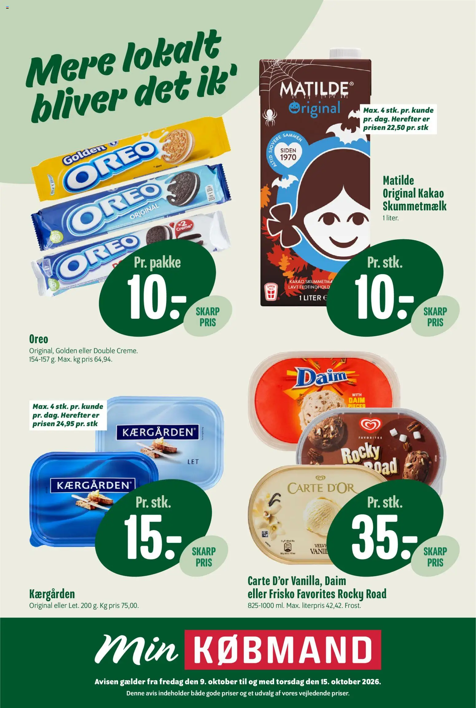 Min Købmand tilbudsavis – gyldig fra 09/10/2026 | Side: 1 | Produkter: Kakao, Oreo