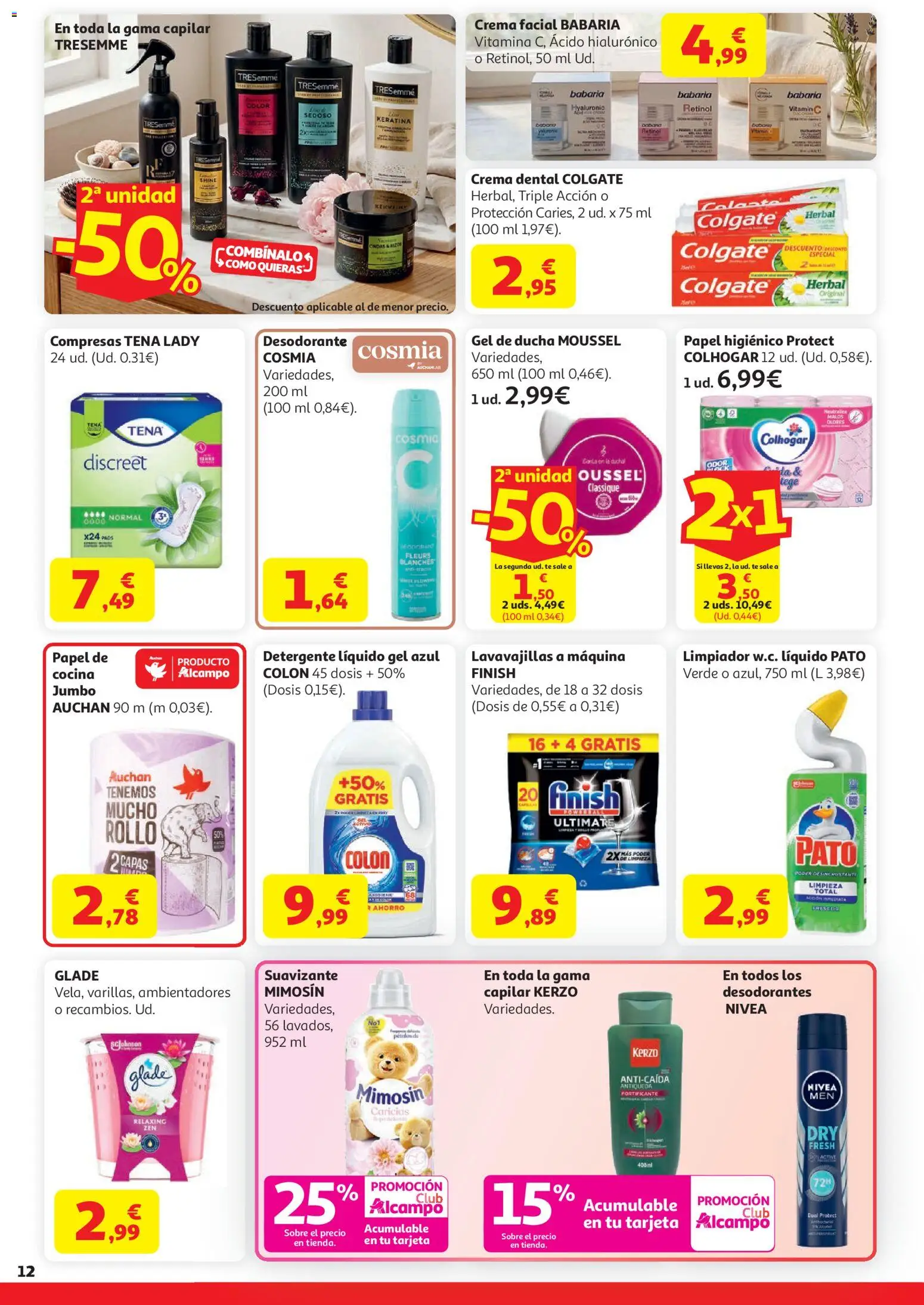 Alcampo Superstore │ válido desde el 07.04.2026 | Página: 12 | Productos: Gel de ducha, Desodorante, Té, Detergente líquido