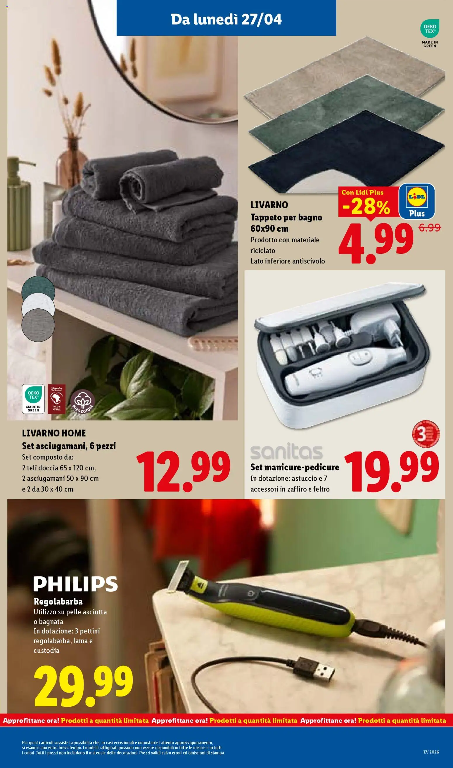 Volantino Lidl del 23.04.2026 | Pagina: 43 | Prodotti: Regolabarba, Astuccio, Doccia, Tappeto