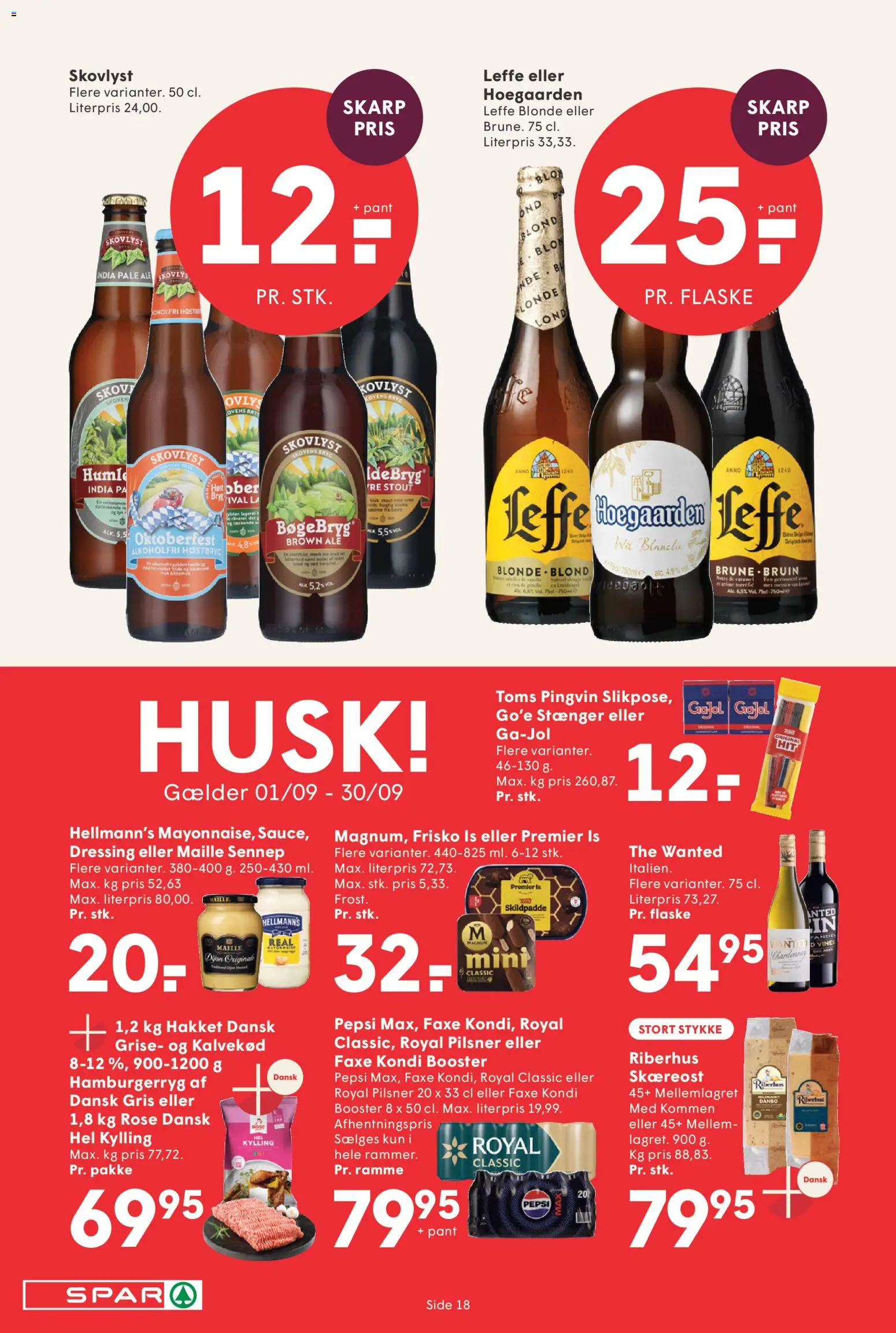 Spar tilbudsavis – gyldig fra 18/09/2026 | Side: 19 | Produkter: Dressing, Faxe Kondi, Hamburgerryg, Pepsi