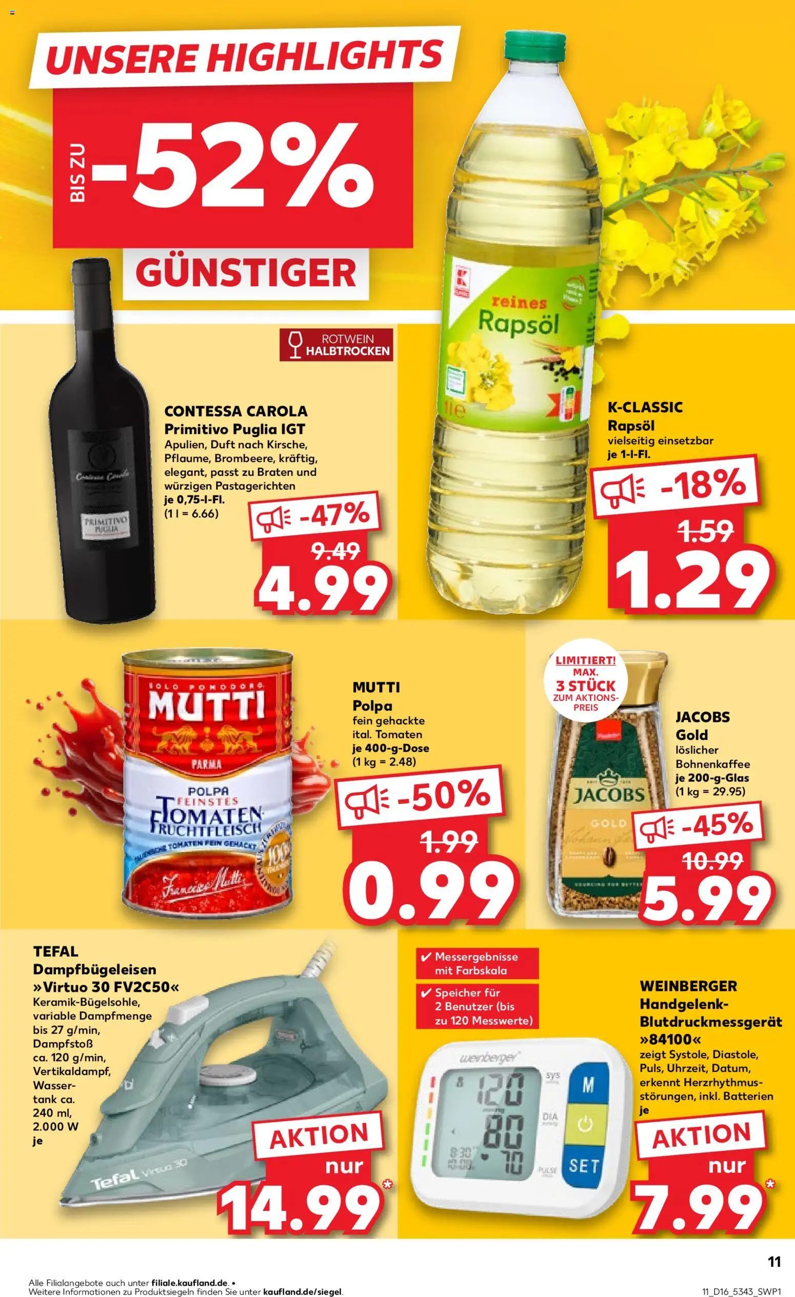 Kaufland Německo leták od 16.04.2026 | Strana: 11 | Produkty: Primitivo Puglia, Primitivo, Jacobs, Tefal