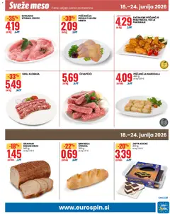 Eurospin katalog akcije – veljaven od 18.06.2026 | Stran: 13 | Izdelki: Čevapčiči, Piščančja bedra, Kos, Zrezki