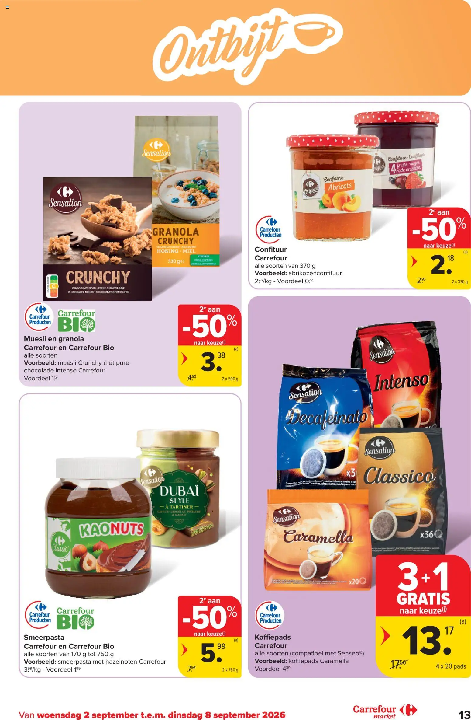 {H1} | Pagina: 13 | Producten: Muesli, Hazelnoten, Koffiepads, Chocolade