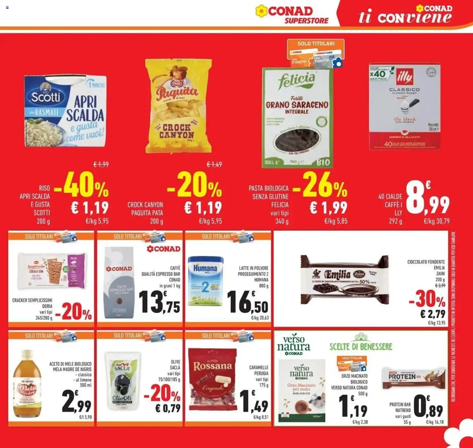 Volantino Conad del 07/10/2026 | Pagina: 45 | Prodotti: Cioccolato, Latte in polvere, Olive, Pasta