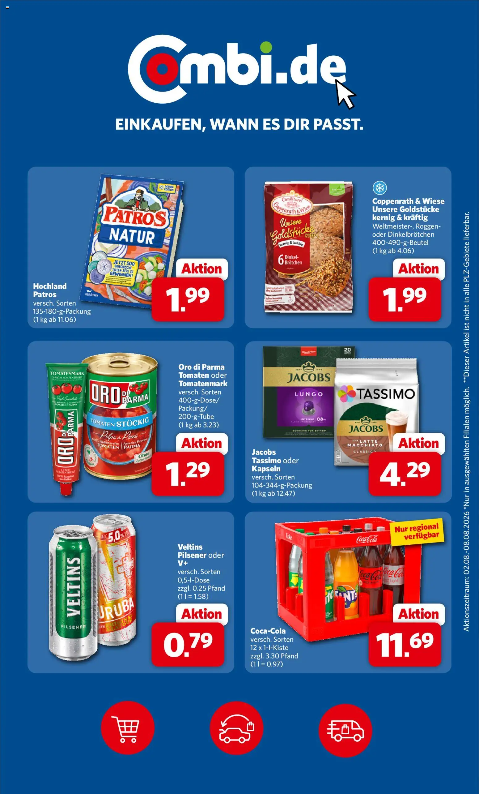 Combi Wochenknaller – gültig ab 02.08.2026 | Seite: 2 | Produkte: Coca cola, Tomaten, Oro di parma, Veltins