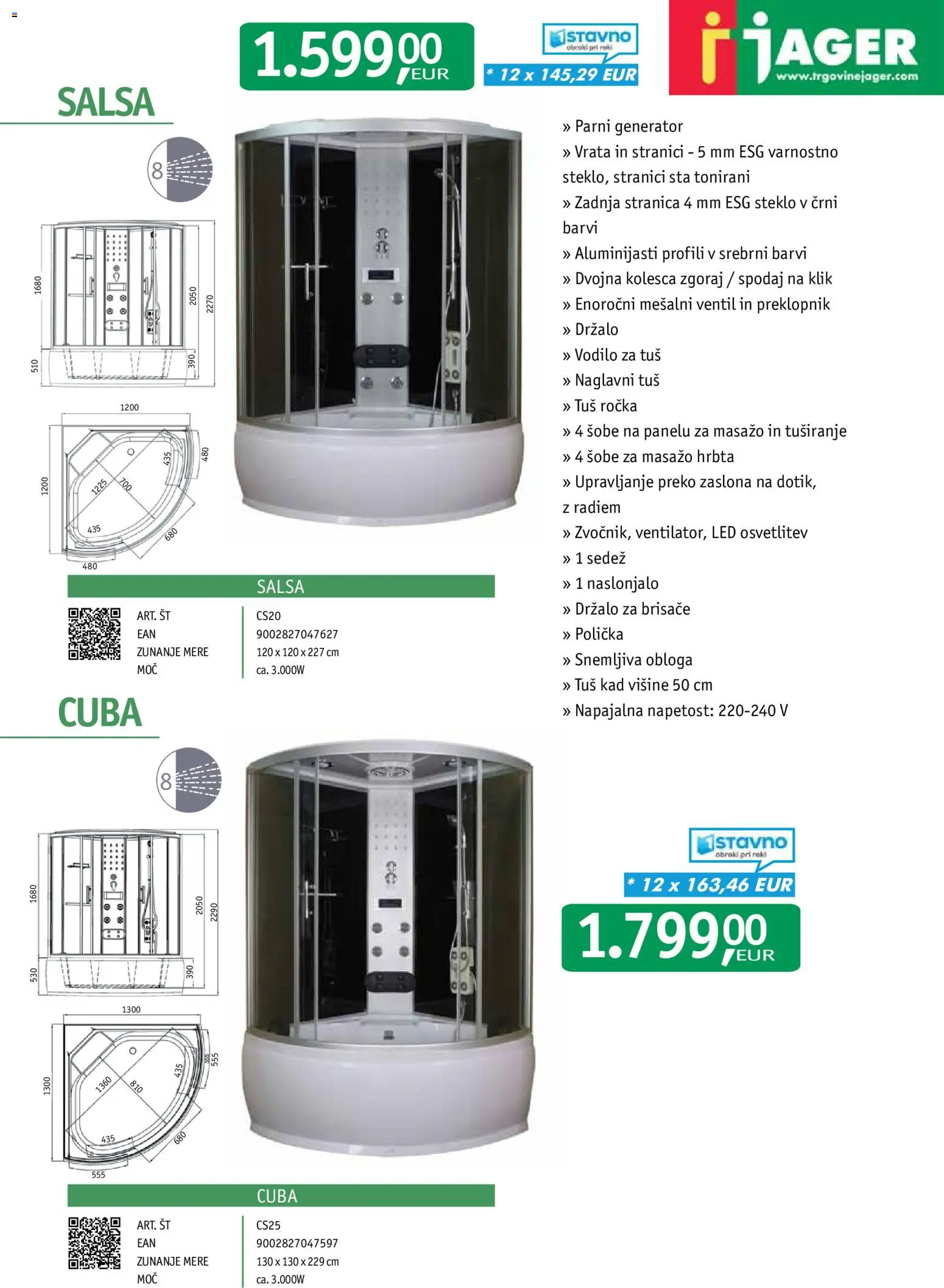 Novi Jager katalog ponudbe – veljaven od 01.10.2026 | Stran: 29 | Izdelki: Ventil, Tuš kad, Generator, Vrata