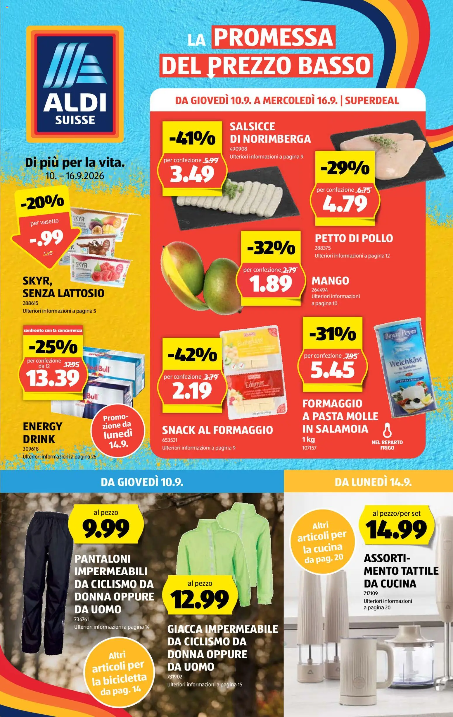 Aldi aktionen IT – gültig ab 10.09.2026 | Seite: 1 | Produkte: Red bull, Edamer, Pasta, Mango