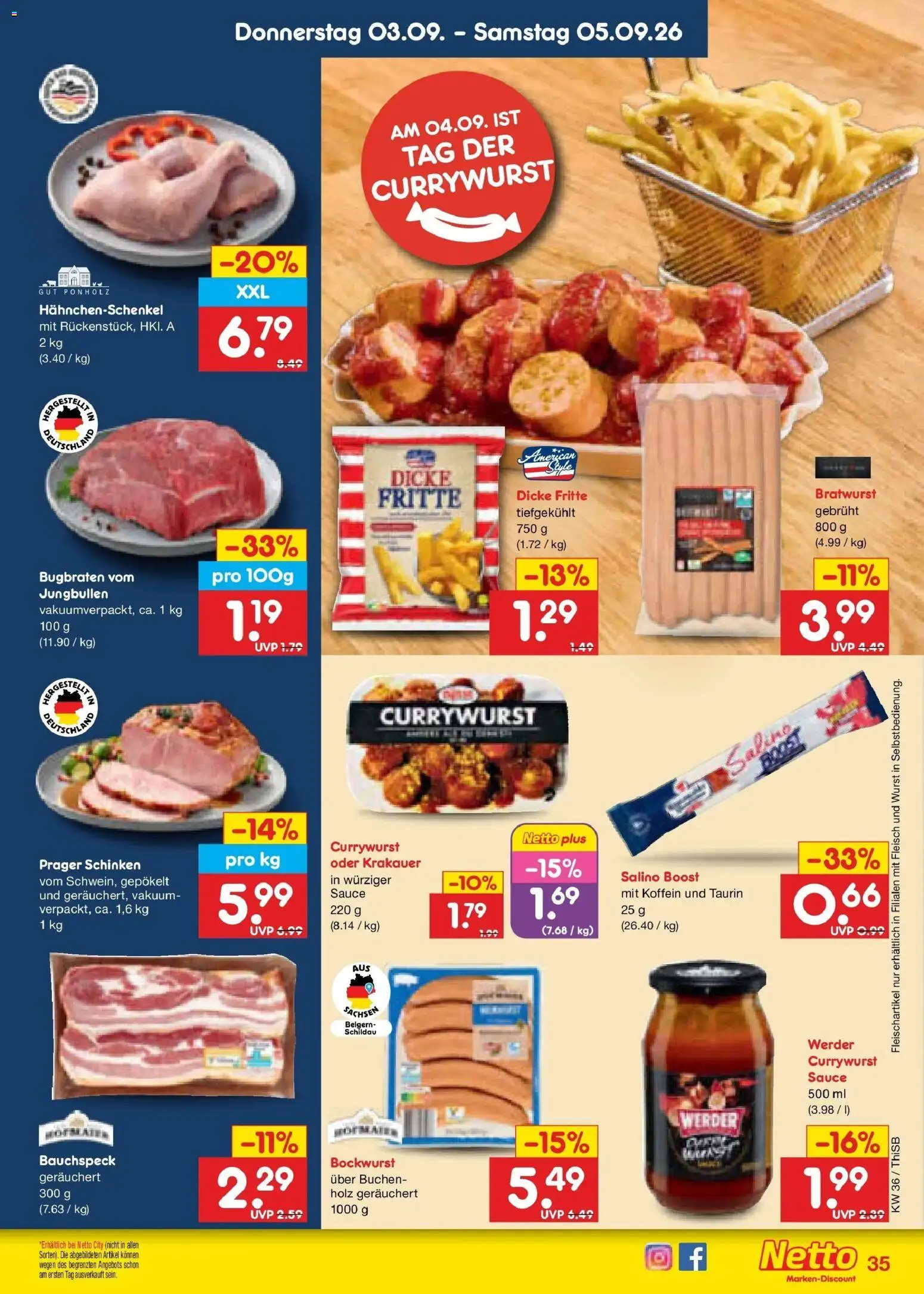 Netto Marken-Discount Prospekt Pirna (ab 31.08.2026) » Angebote | Seite: 47 | Produkte: Hahnchenschenkel, Bratwurst, Wurst, Fleisch