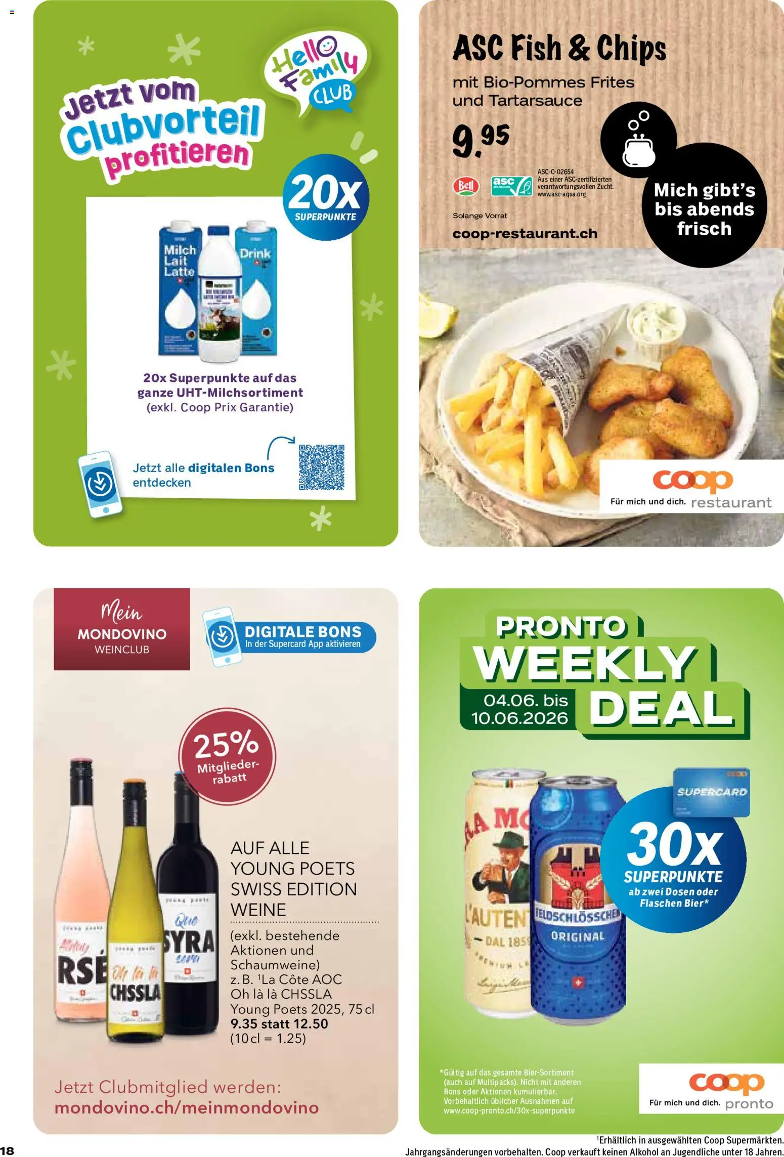 Coop aktionen – gültig ab 04.06.2026 | Seite: 18 | Produkte: Pommes Frites, Milch, Chips