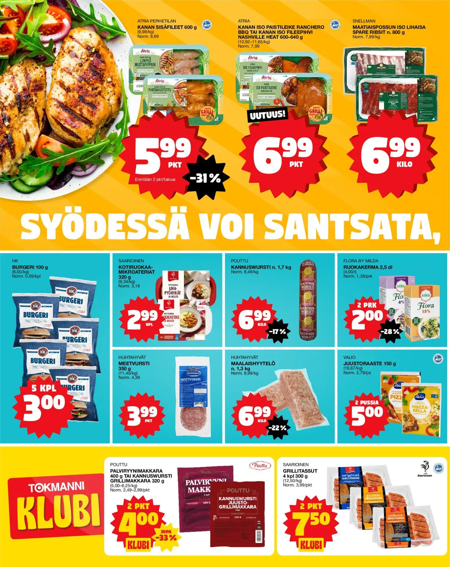 Tokmanni ruokatarjoukset – voimassa 21.05.2026 alkaen | Sivu: 2 | Tuotteet: Meetvursti, Pekoni, Voi, Juusto