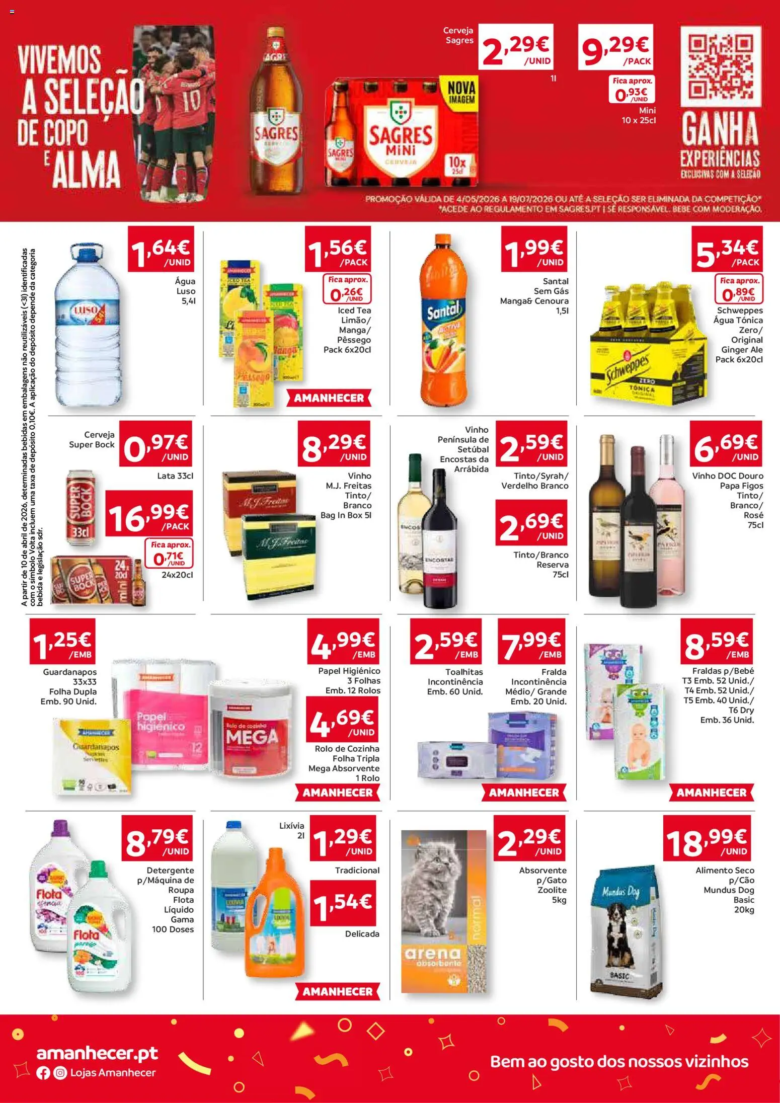 Amanhecer Folheto Madeira │ válido de 07.05.2026 | Página: 4 | Produtos: Agua, Fraldas, Cenoura, Bebida