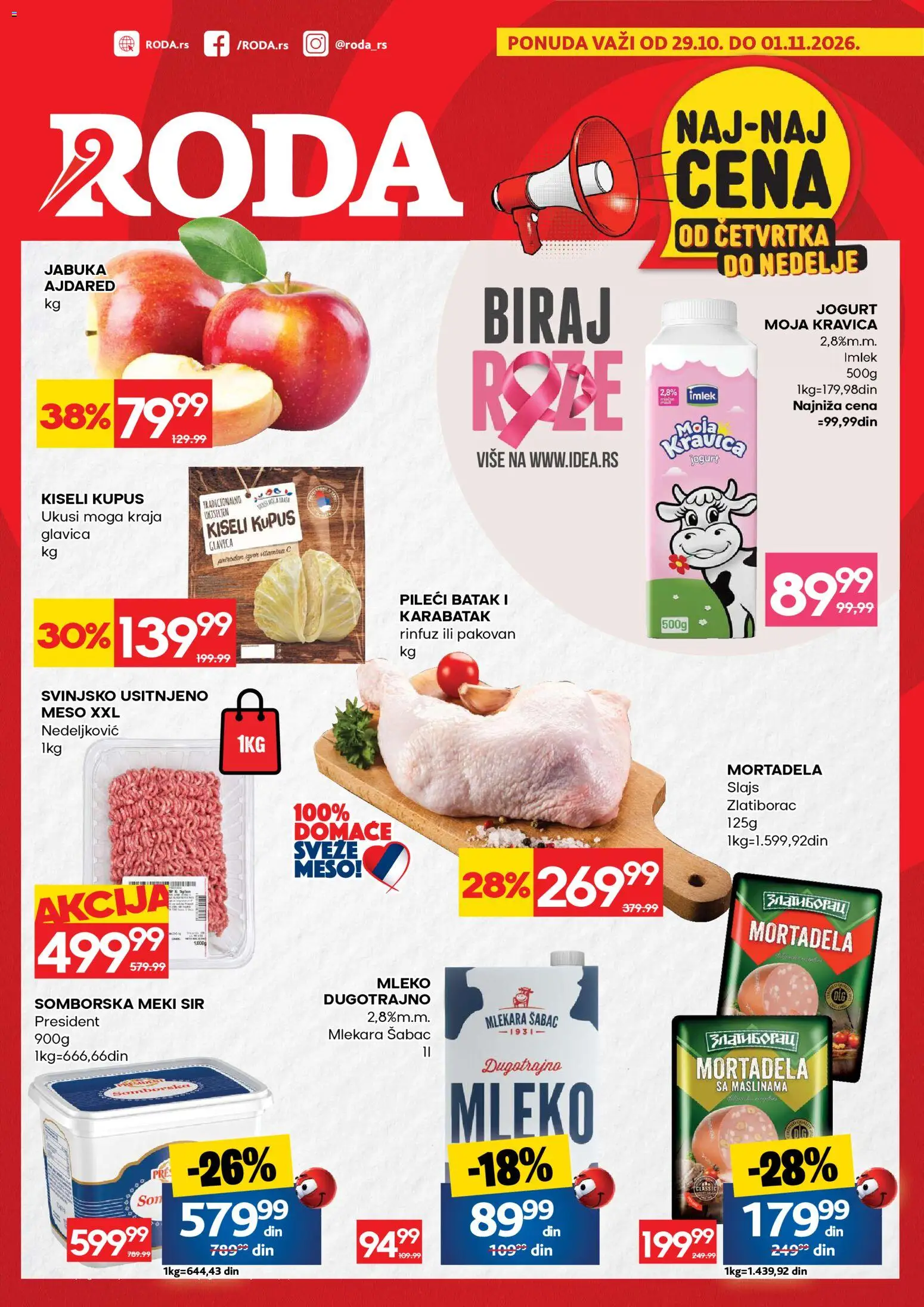 Roda katalog - važi od 29.10.2026 | Strana: 1 | Proizvode: Kiseli kupus, Dugotrajno mleko, Kupus, Moja kravica
