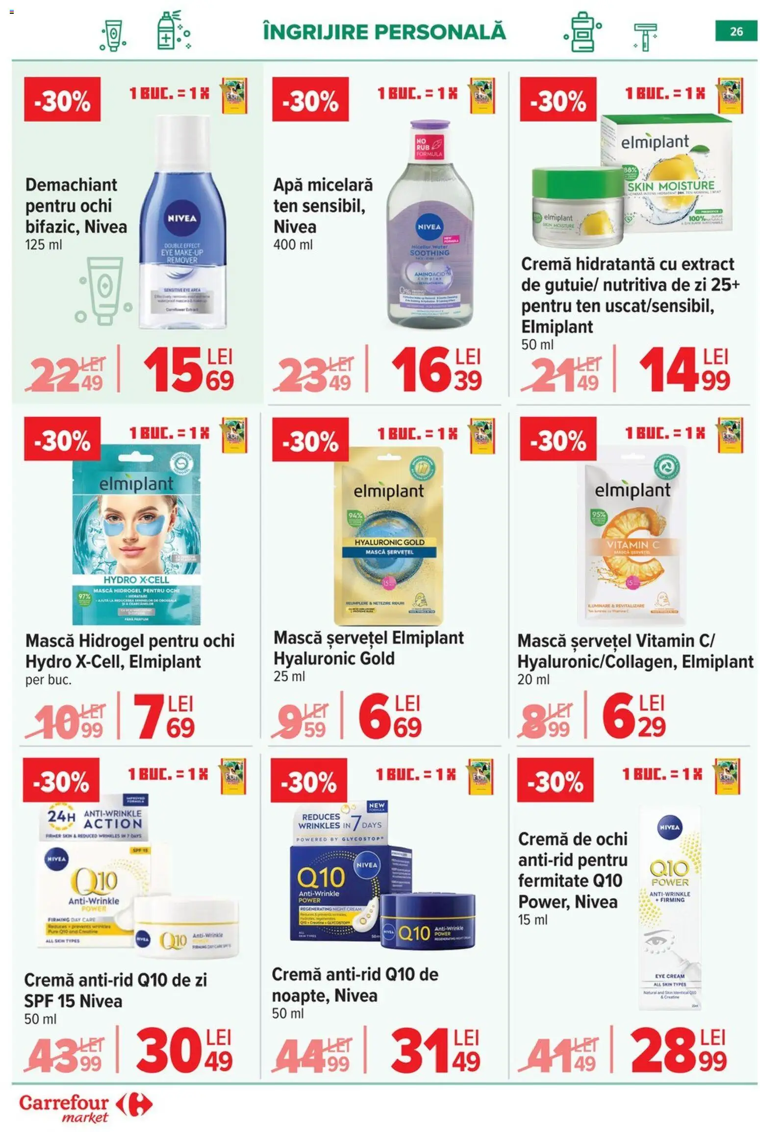 Noul catalog Carrefour – valabil de la 20.05.2026 | Pagină: 26 | Produse: Demachiant, Arapsaçı, Cremă, Apă