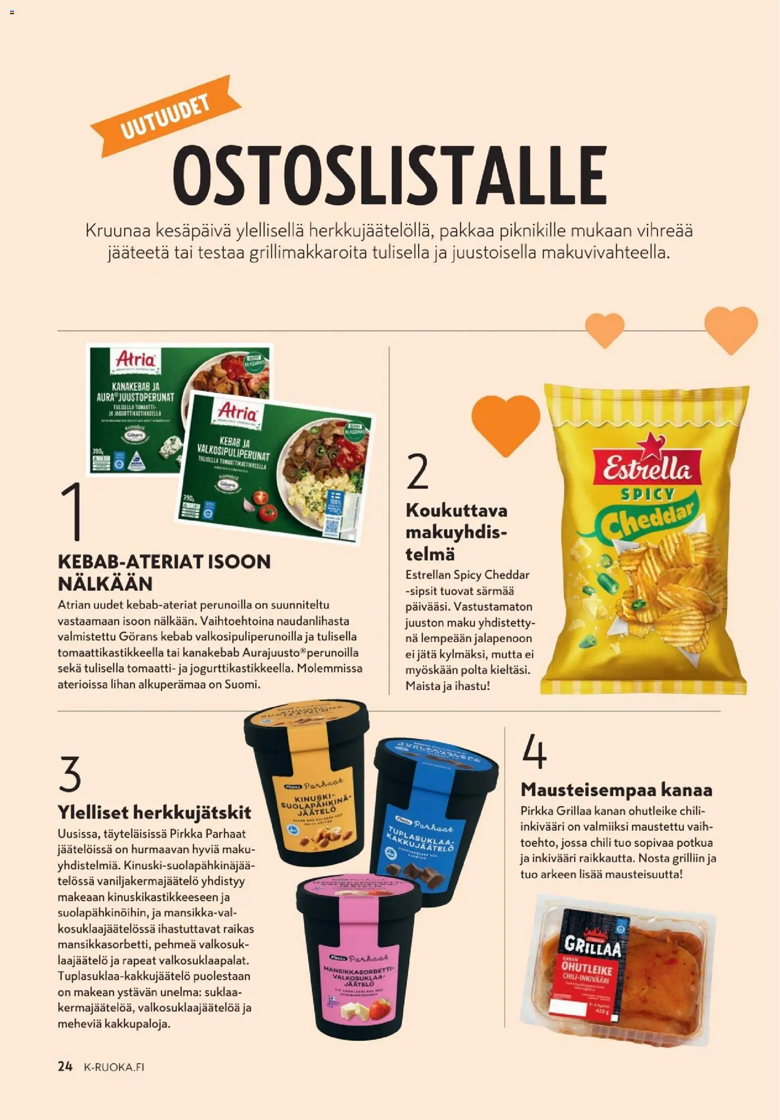 K-Citymarket tarjoukset - K-Ruoka – voimassa 10.06.2026 alkaen | Sivu: 24 | Tuotteet: Cheddar, Chili, Suklaa, Jäätelö