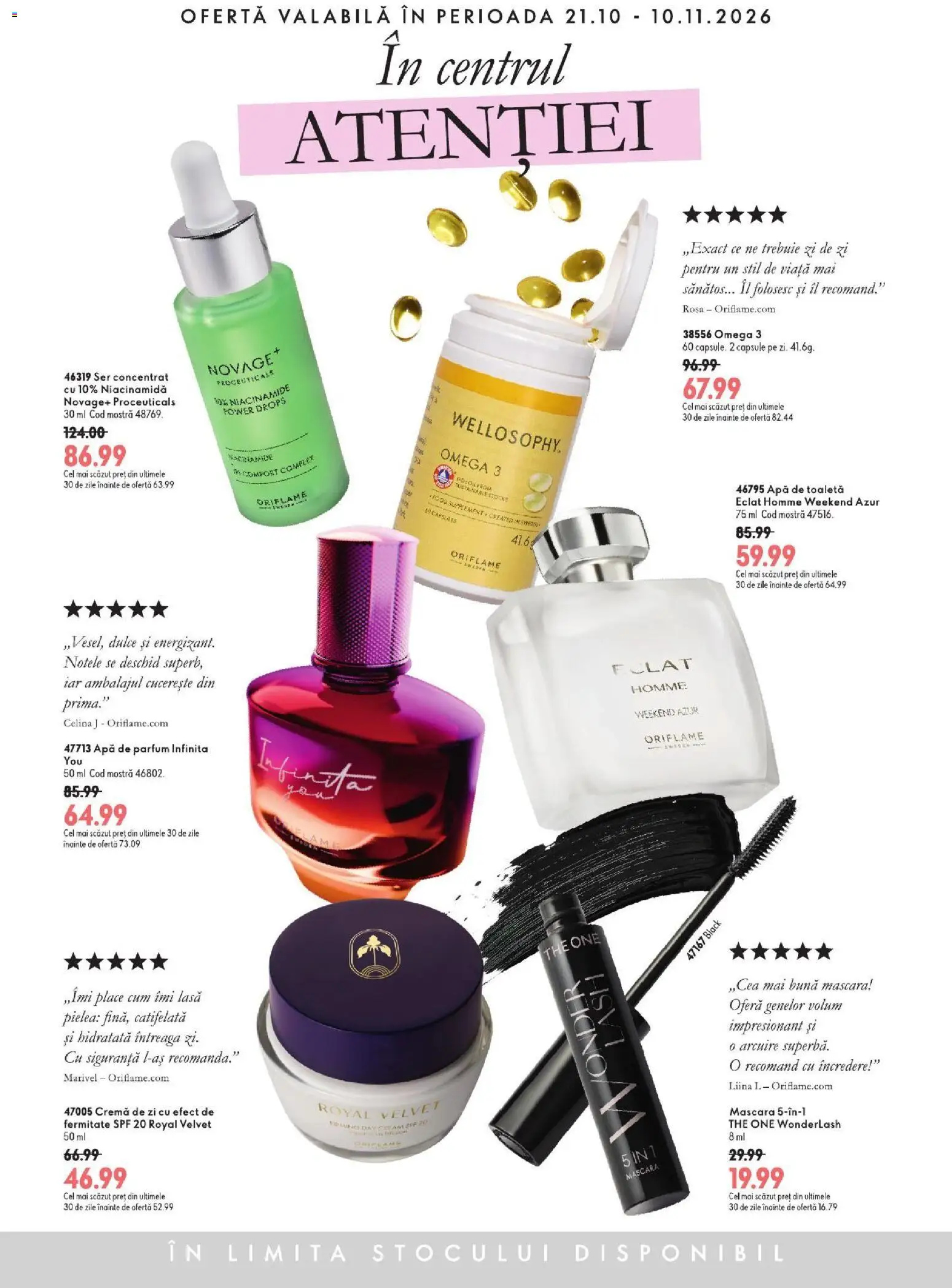 Noul catalog Oriflame – valabil de la 21.10.2026 | Pagină: 3 | Produse: Apă de parfum, Cremă de zi, Toaletă, Cremă