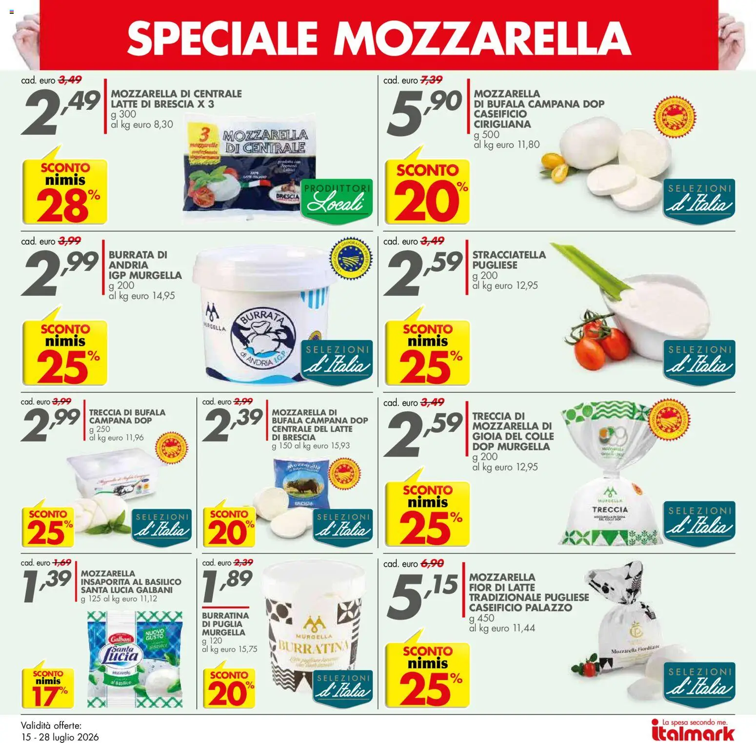 Volantino Italmark del 15/07/2026 | Pagina: 5 | Prodotti: Mozzarella, Latte, Basilico, Stracciatella