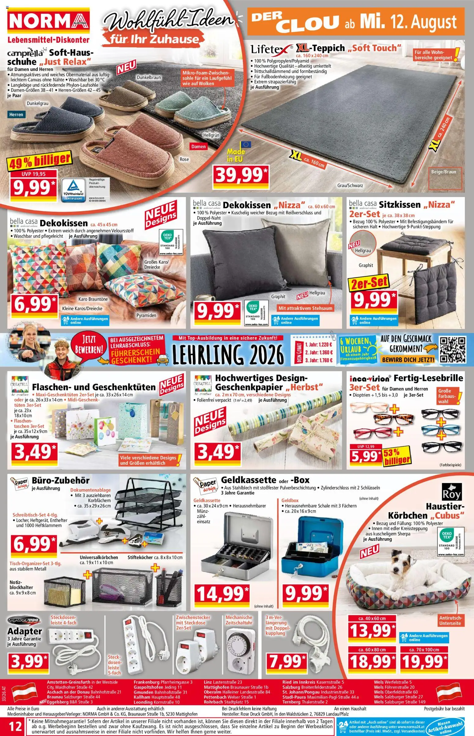Norma Flugblatt gültig ab 10.08.2026 | Seite: 12 | Produkte: Adapter, Steckdose, Box