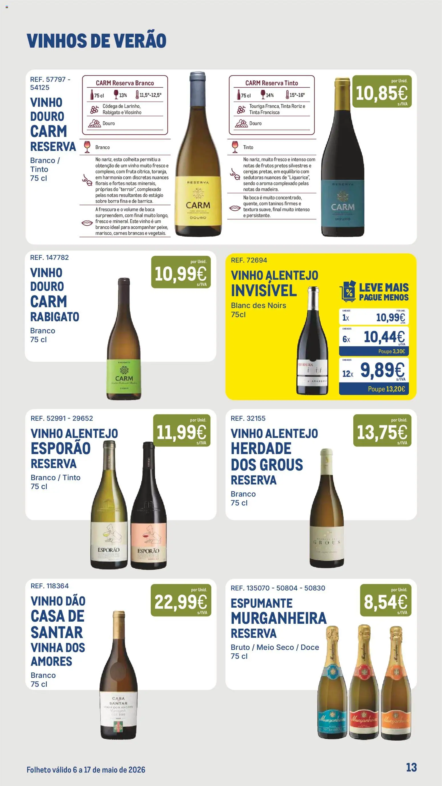 Makro - Especial Vinhos de Verão │ válido de 06.05.2026 | Página: 13 | Produtos: Espumante, Tinta, Vinho