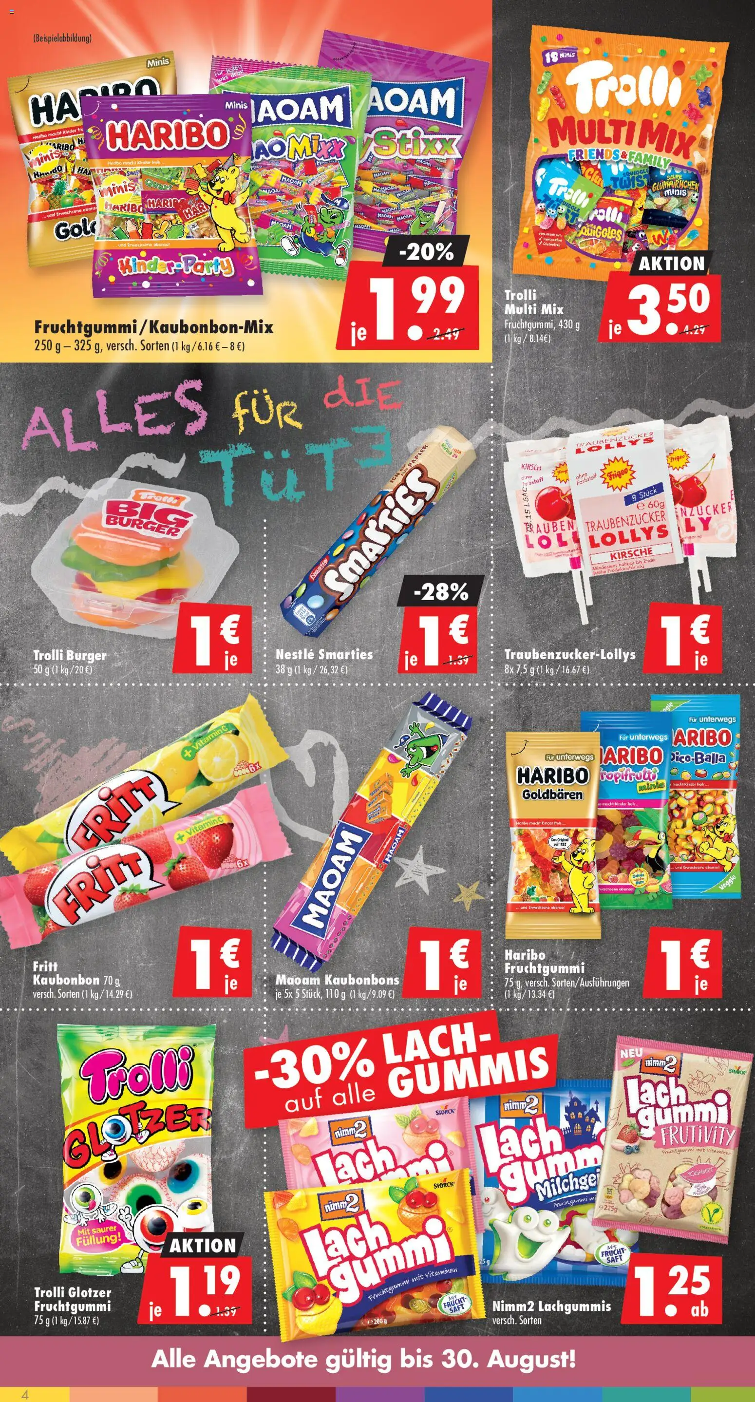 Mäc Geiz Prospekt – gültig ab 10.08.2026 | Seite: 4 | Produkte: Mais, Haribo, Smarties, Burger