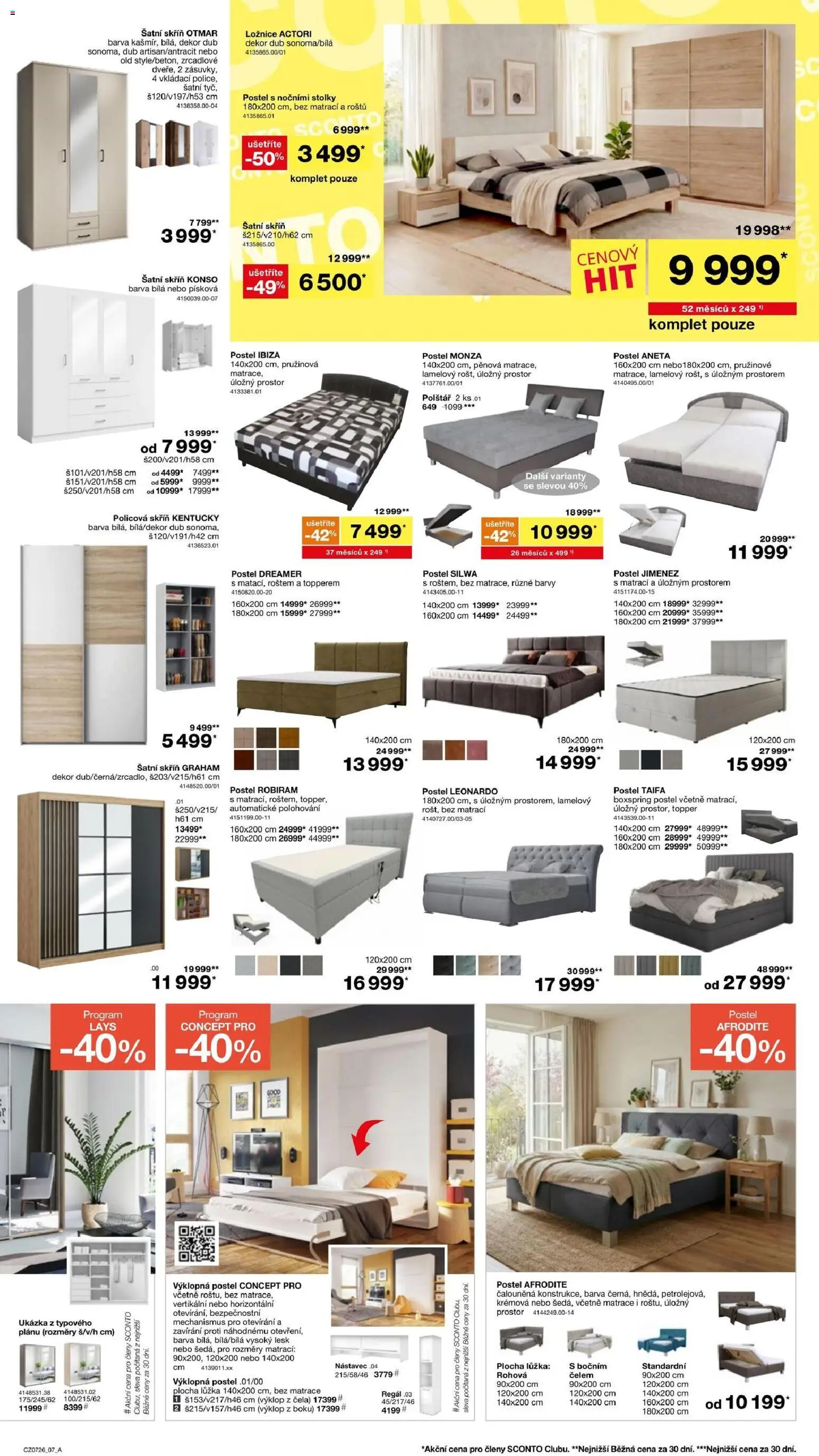 Sconto nábytek leták od 20.05.2026 | Strana: 7 | Produkty: Matrace 90x200, Postel, Matrace, Polštář