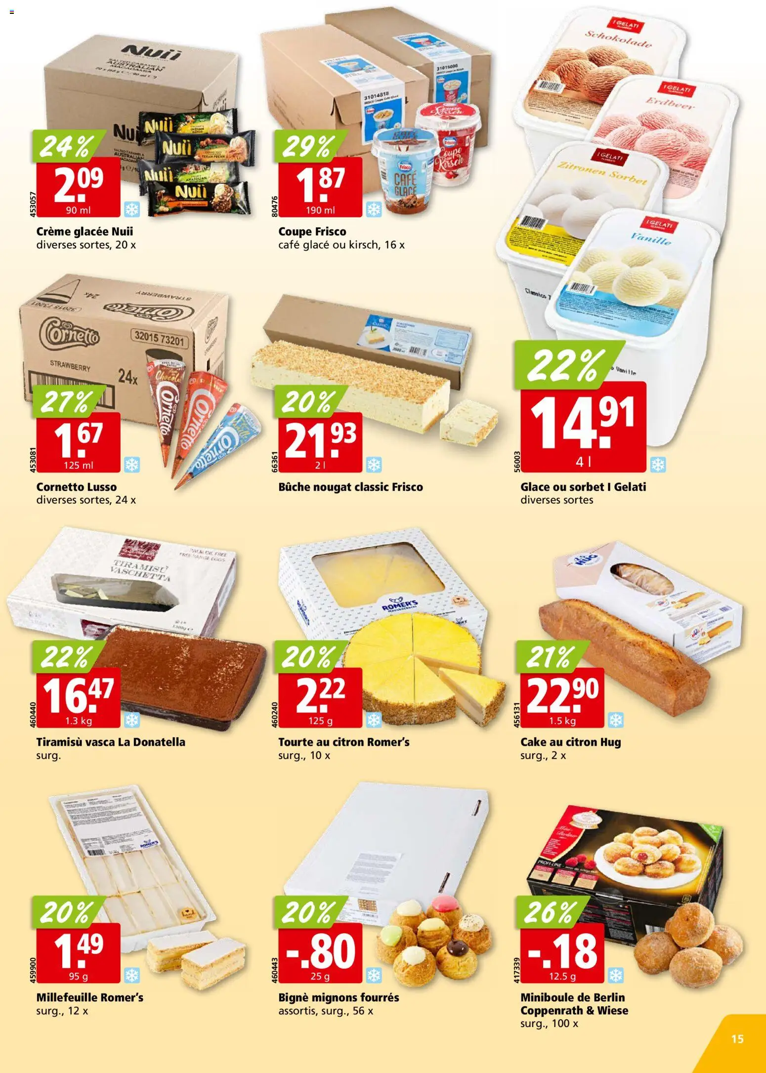 Aligro aktionen Chavannes, Matran, Genève, Sion – gültig ab 14.09.2026 | Seite: 15 | Produkte: Zitronen, Vanille, Glace, Creme