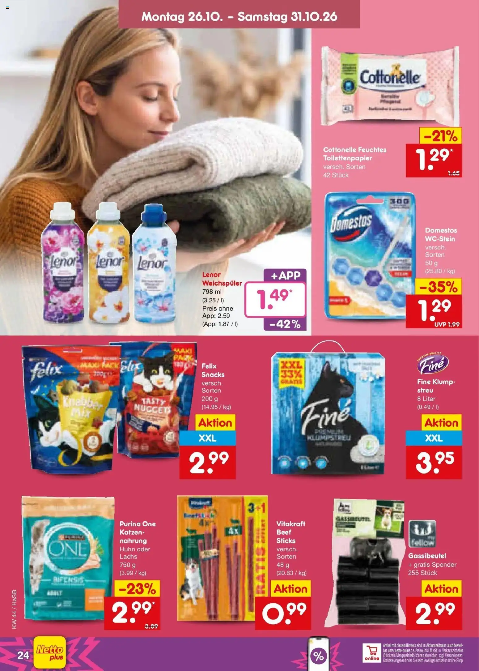 Netto Marken-Discount Prospekt Unna – gültig ab 26.10.2026 | Seite: 32 | Produkte: Lachs, Weichspüler, Toilettenpapier, Feuchtes Toilettenpapier