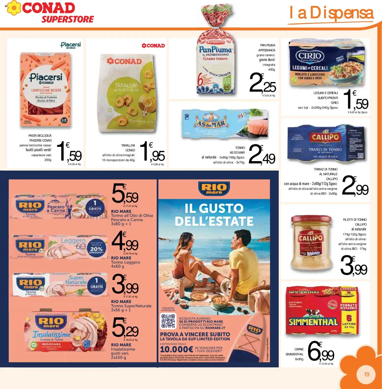 Volantino Conad del 15/07/2026 | Pagina: 19 | Prodotti: Ceci, Tonno al naturale, Taralli, Farro