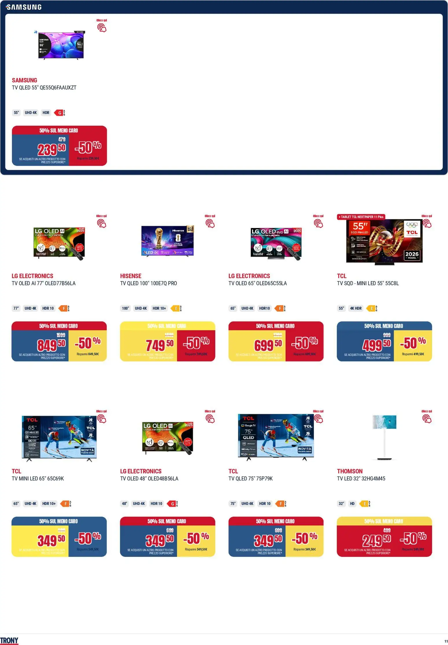 Volantino Trony del 28.04.2026 | Pagina: 11 | Prodotti: Tablet, TV, Samsung