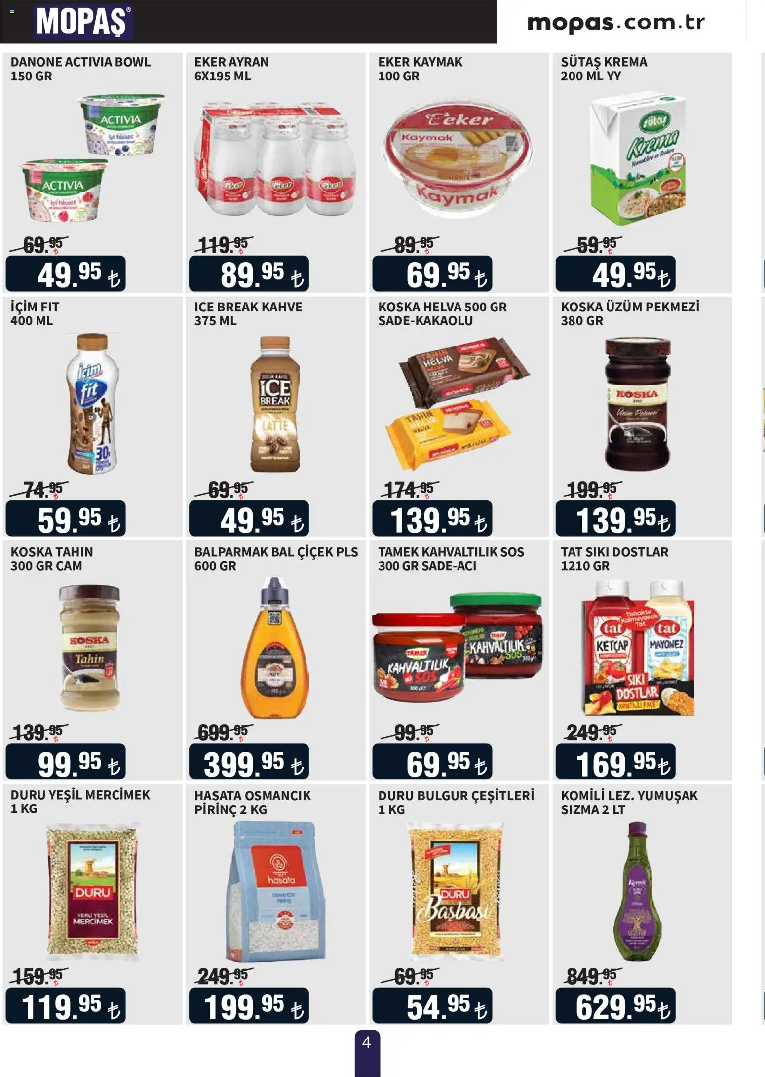 Mopaş Katalog - 10 Eylül 2026 tarihinden itibaren geçerlidir | Sayfa: 4 | Ürünler: Mercimek, Kahve, Krema, Mayonez