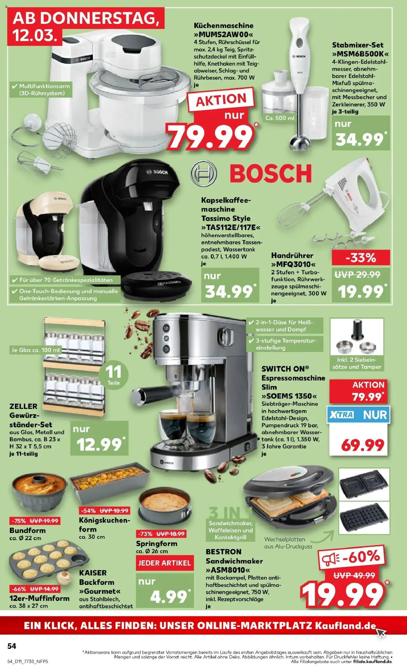 Kaufland Prospekt Iserlohn	 – gültig ab 09.03.2026 | Seite: 66 | Produkte: Sandwichmaker, Wasser, Waffeleisen, Tassimo