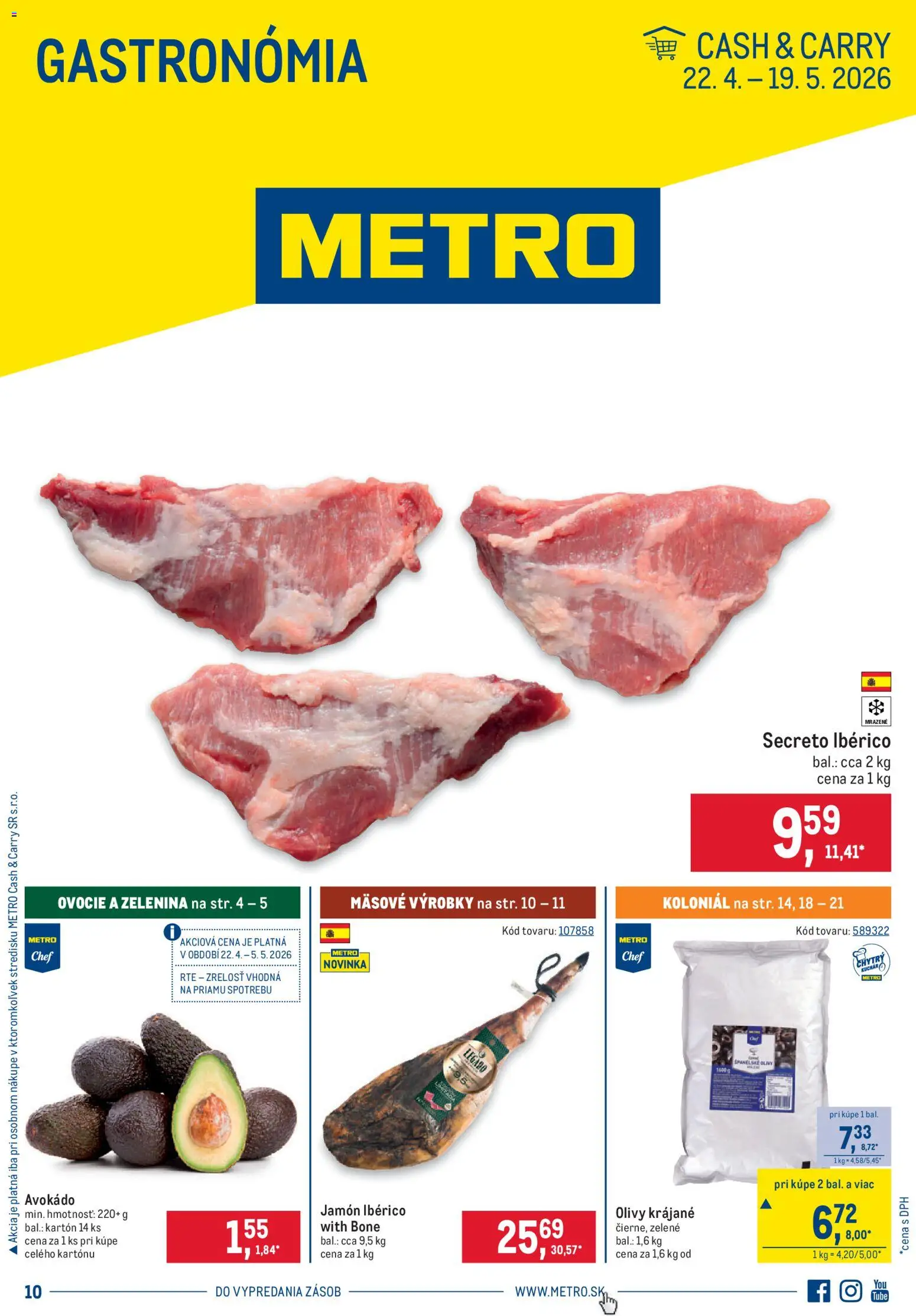 Nové Metro akcie – leták je platný od 22.04.2026 | Strana: 1 | Produkty: Avokádo, Ovocie