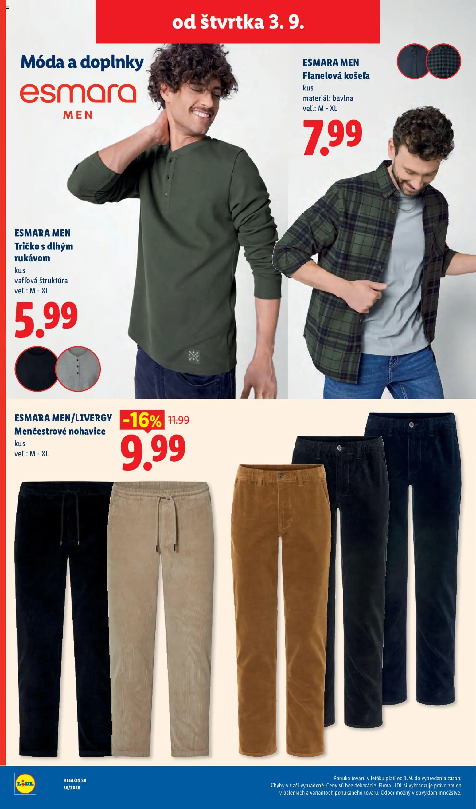 Nové Lidl akcie – leták je platný od 31.08.2026 | Strana: 82 | Produkty: Tričko, Košeľa, Nohavice