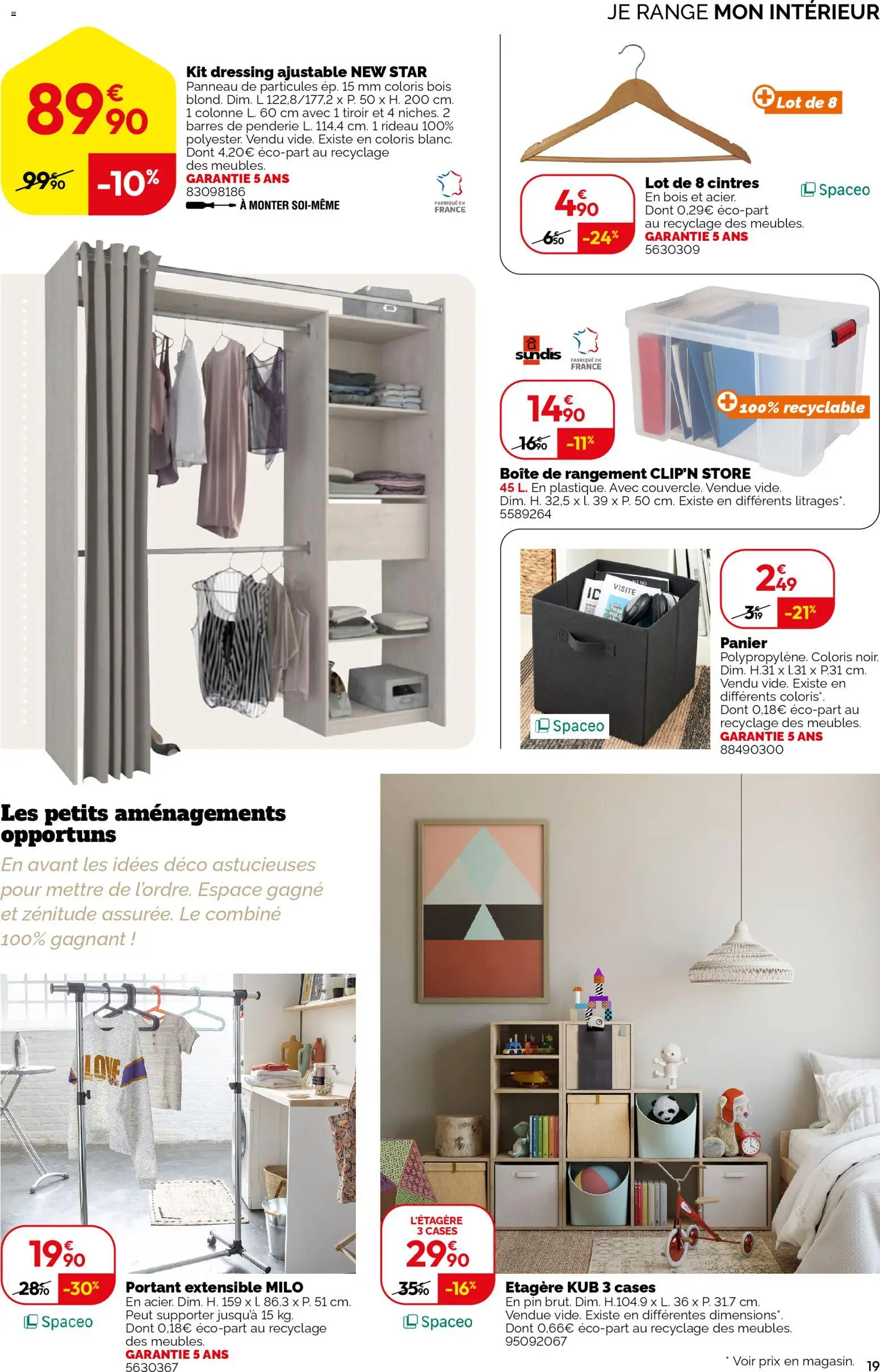 {H1} | Page: 19 | Produits: Kit dressing, Store, Boîte de rangement, Rideau
