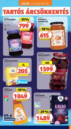 SWEET VALLEY MEGGYBEFŐTT, 680 g (350 g)/üveg - amely érvényes a következő dátumtól: 03.05.2026 | Oldal: 17 | Termékek: Áfonya, Málna, Vanillincukor, Narancs