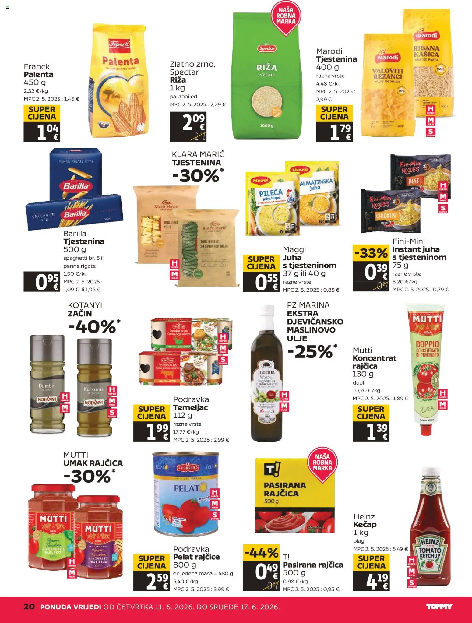 Tommy katalog | vrijedi od 11.06.2026 | Stranica: 20 | Proizvodi: Tjestenina, Kečap, Pasta, Barilla