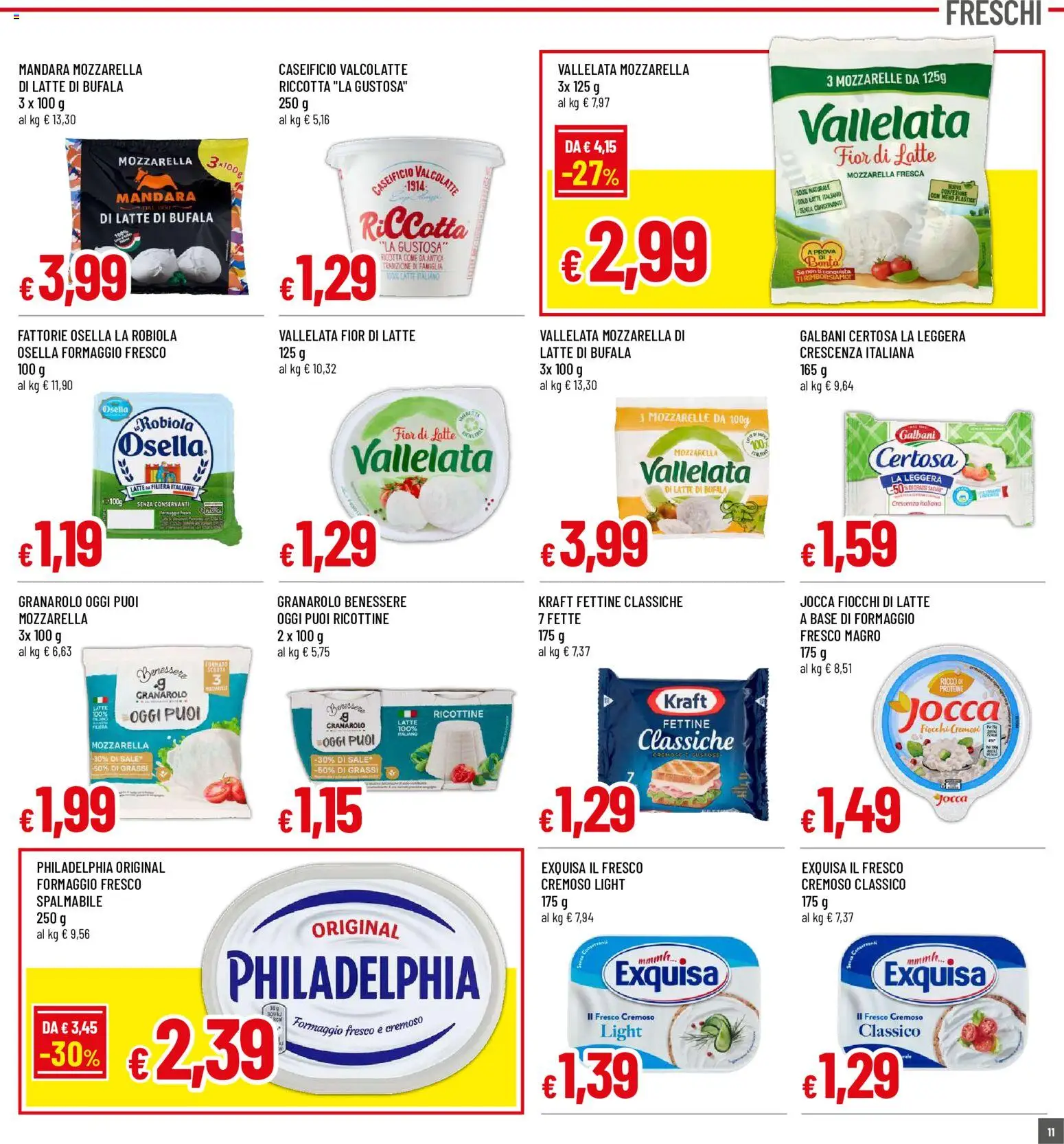 Volantino Galassia del 15/10/2026 | Pagina: 11 | Prodotti: Sale, Formaggio, Ricotta, Mozzarella vallelata