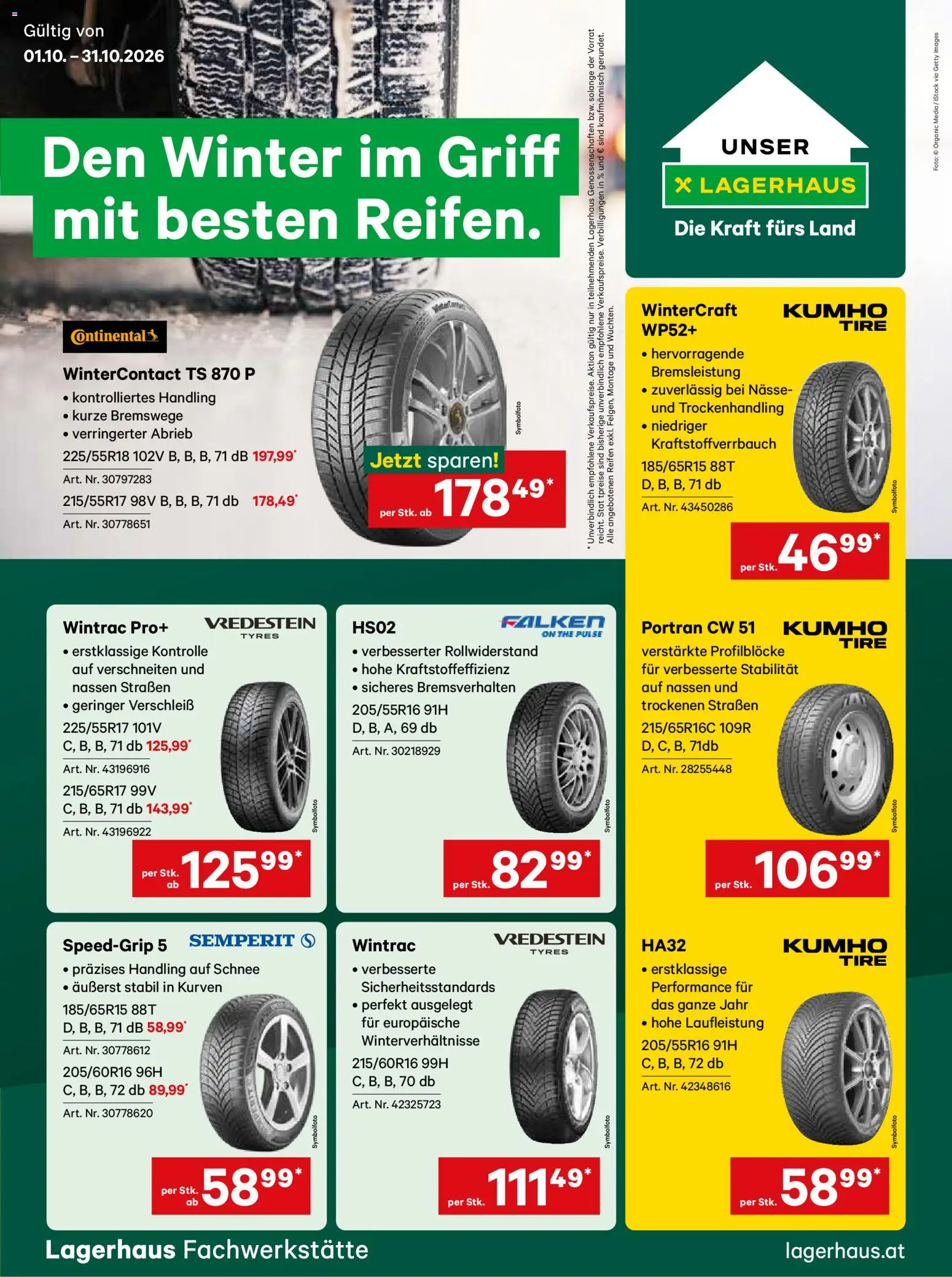 Lagerhaus Winterreifen gültig ab 01.10.2026 | Seite: 1