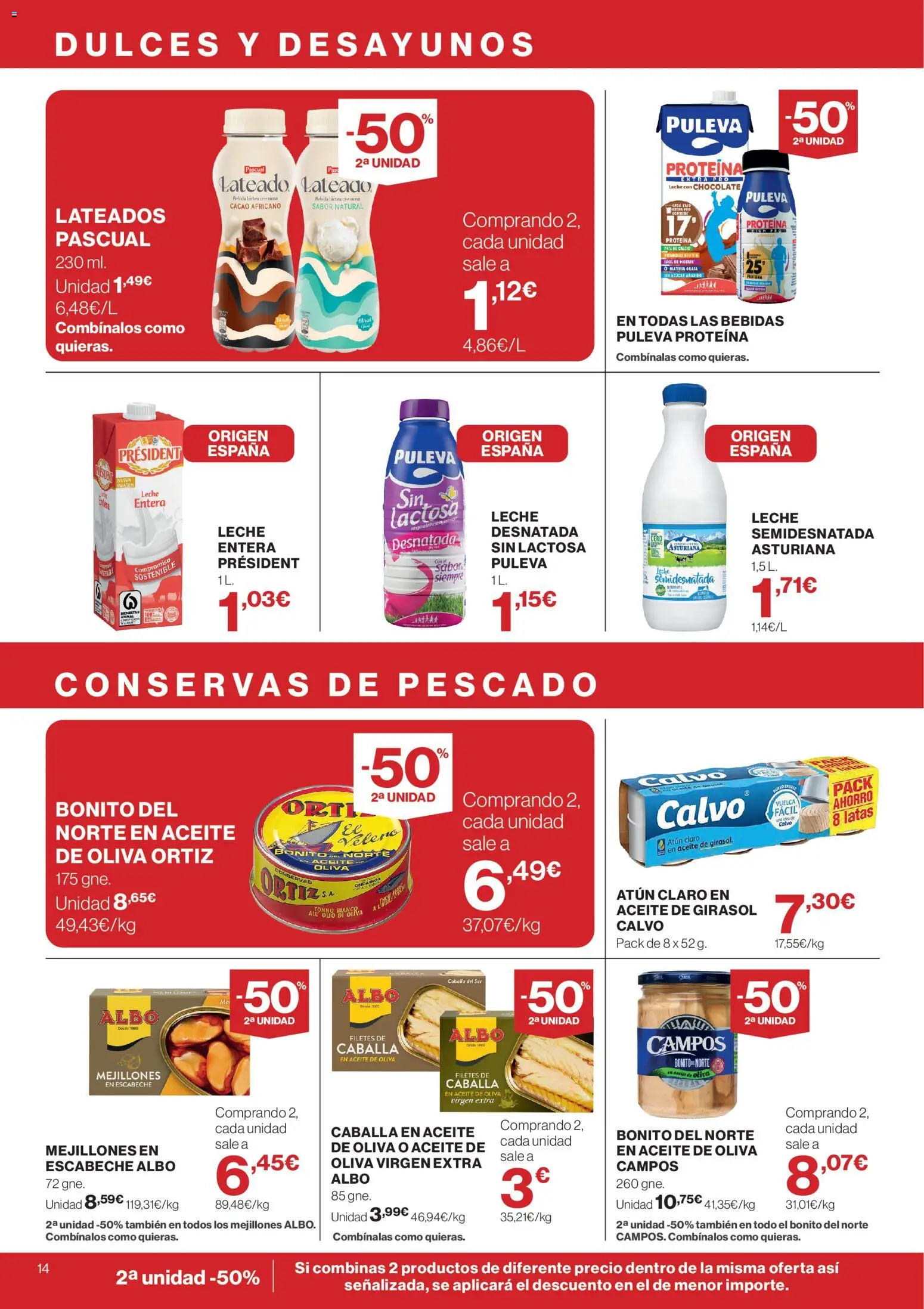 El Corte Inglés ofertas │ válido desde el 21.05.2026 | Página: 14 | Productos: Leche, Aceite, Aceite de girasol, Σταθμός εργασίας