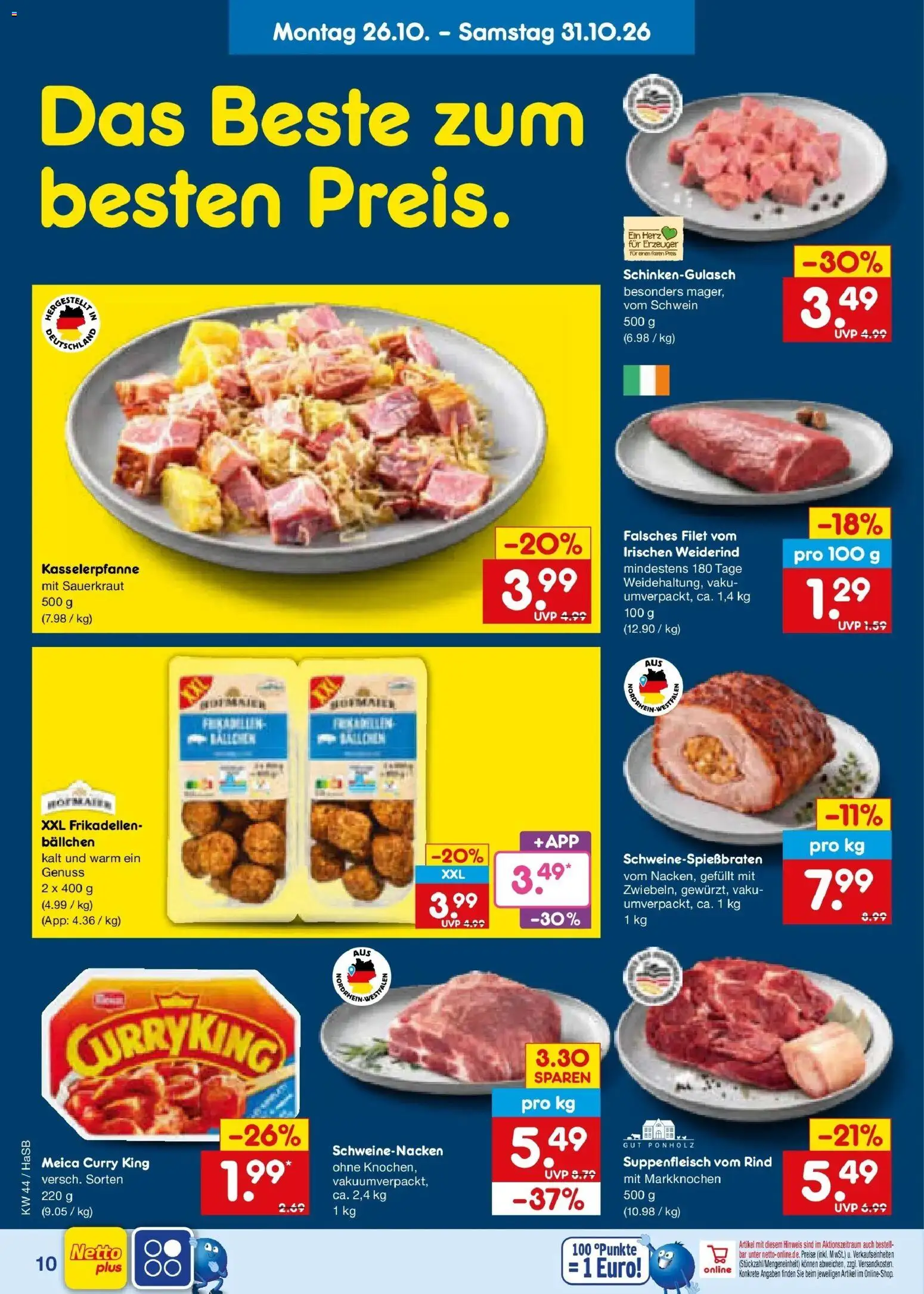 Netto Marken-Discount Prospekt Unna – gültig ab 26.10.2026 | Seite: 14 | Produkte: Schweinenacken, Meica, Suppenfleisch