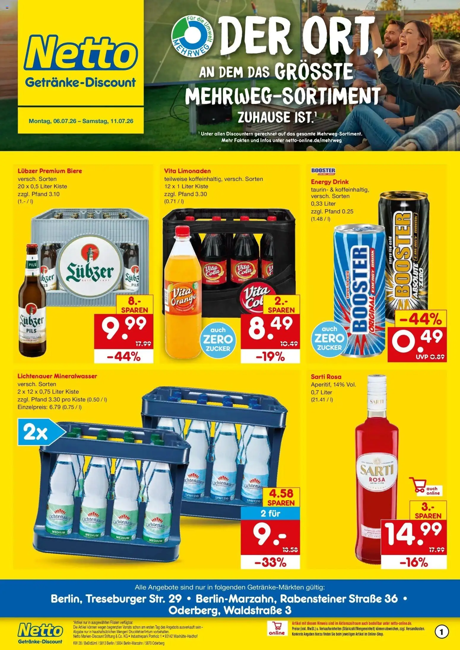 Netto Marken-Discount - Netto: Getränkeangebote – gültig ab 05.07.2026 | Seite: 1 | Produkte: Energy, Pils, Zucker, Lubzer