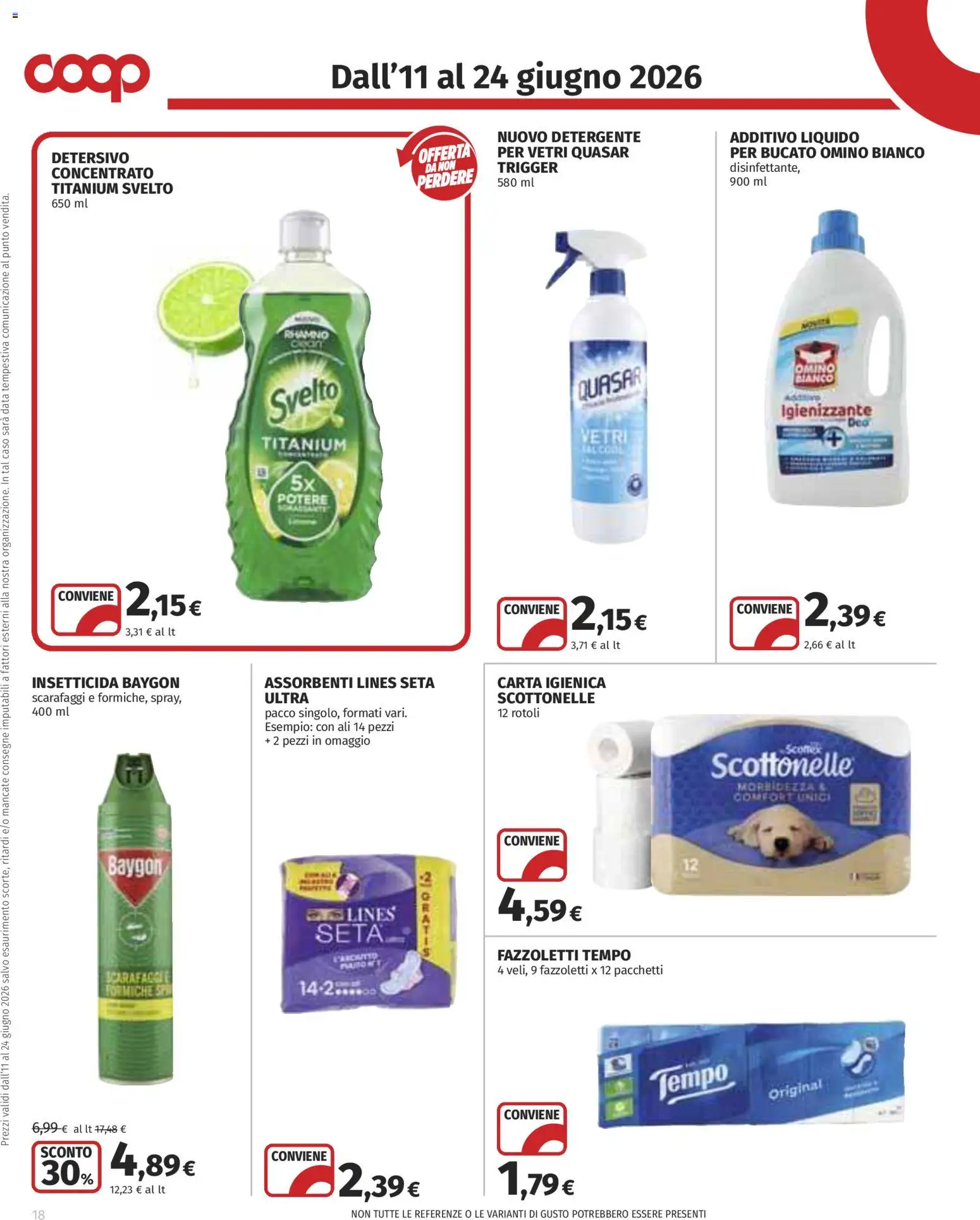 Volantino COOP del 11.06.2026 | Pagina: 18 | Prodotti: Carta igienica, Detergente, Fazzoletti, Insetticida