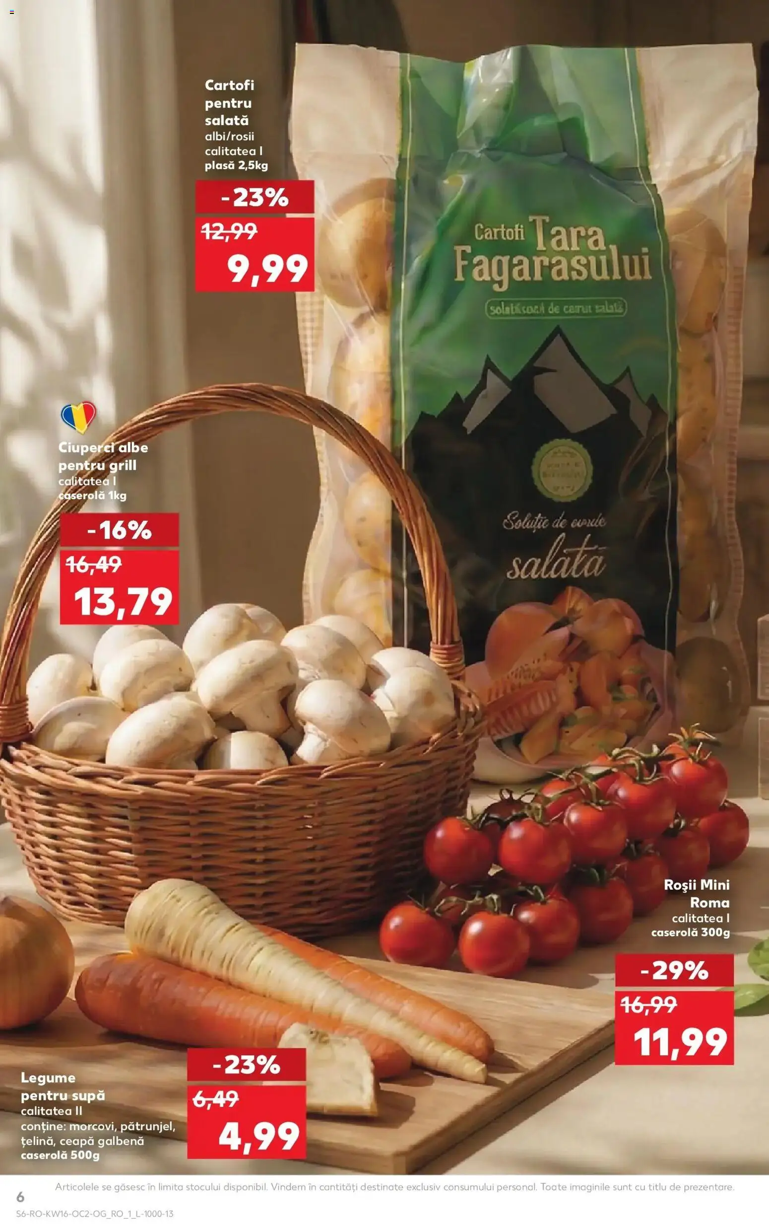 Noul catalog Kaufland – valabil de la 15.04.2026 | Pagină: 6 | Produse: Ciuperci, Roșii, Ceapă, Legume